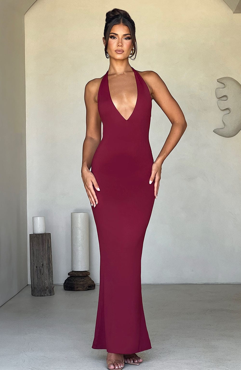 Flourenne Harmonie Maxi Dress in Burgundy
