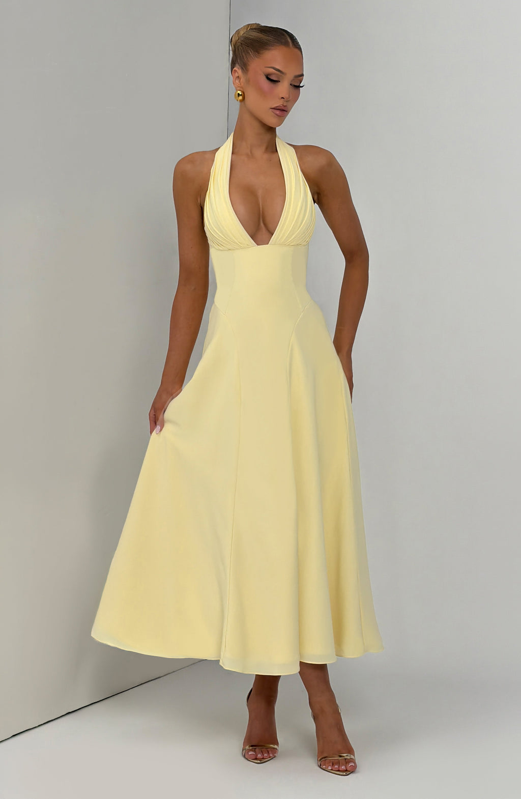 Flourenne Haylen Midi Dress in Lemon