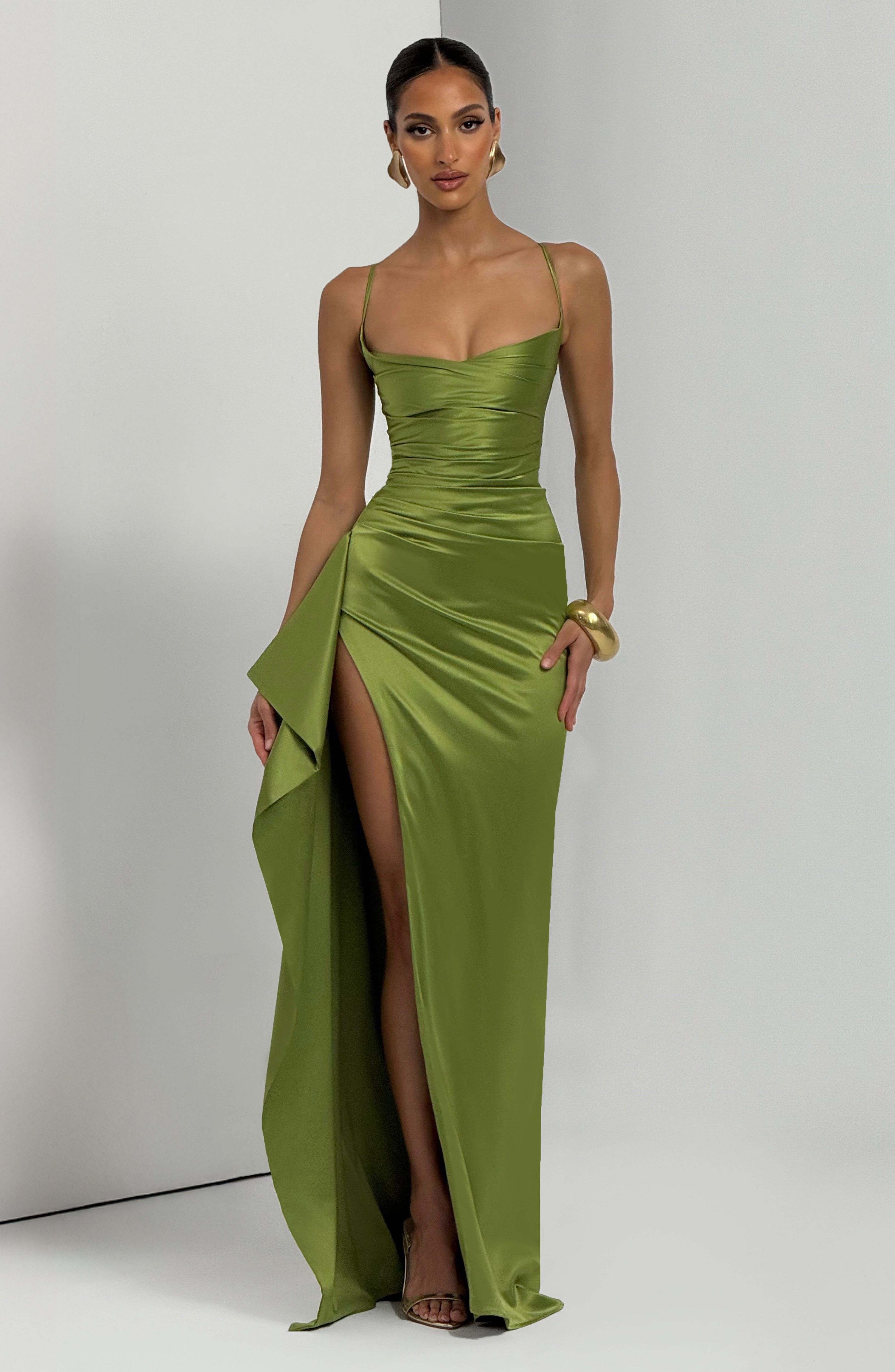 Flourenne Helena Maxi Dress in Olive