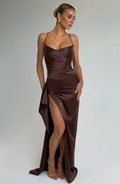 Flourenne Helena Maxi Dress in Plum Brown