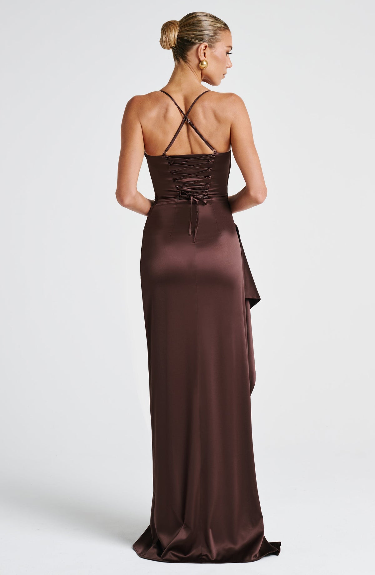 Flourenne Helena Maxi Dress in Plum Brown
