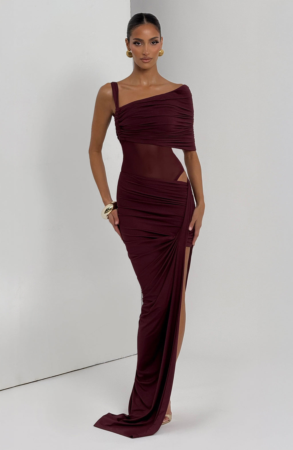 Flourenne Henriella Maxi Skirt in Cherry Lacquer