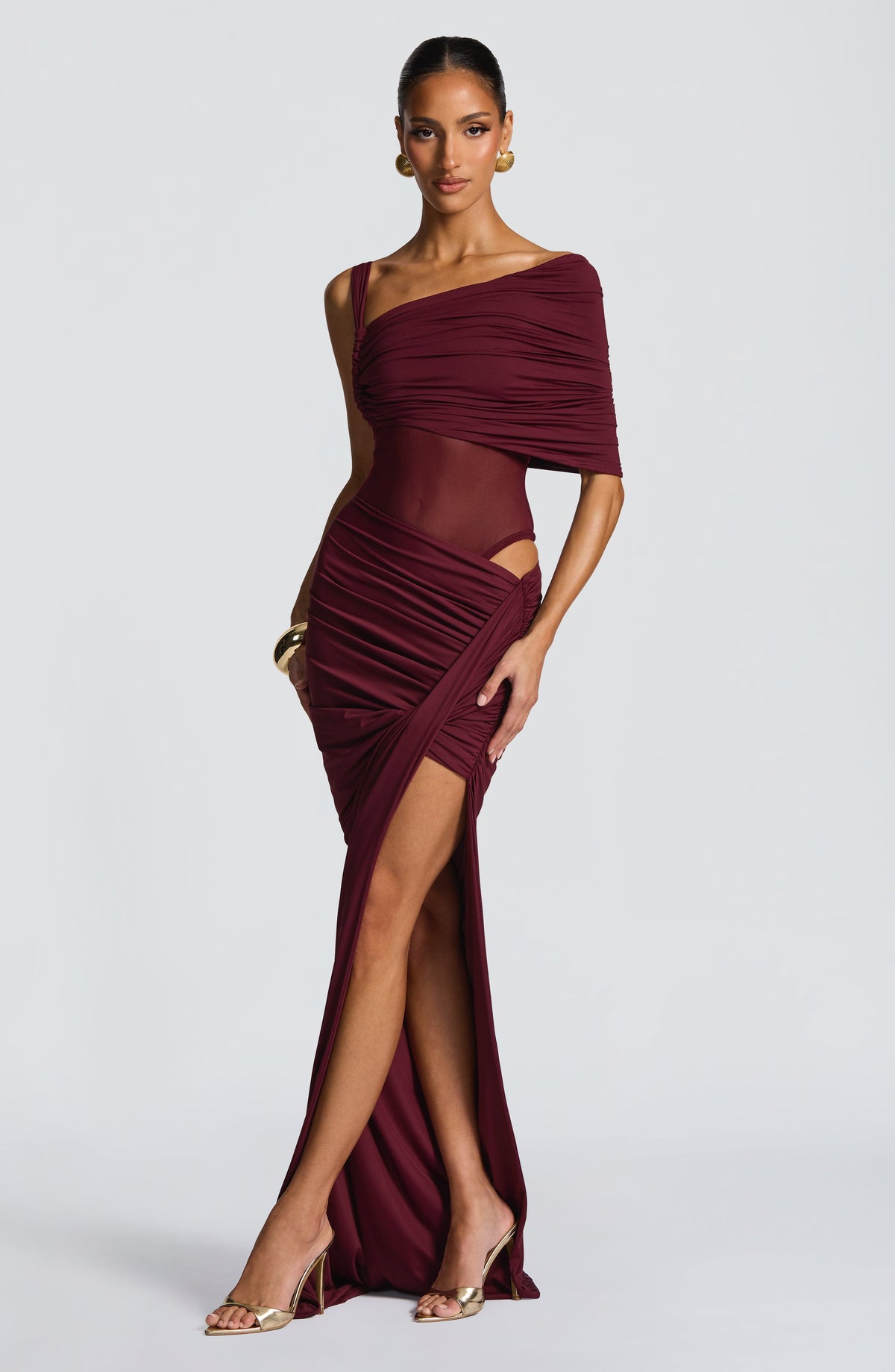 Flourenne Henriella Maxi Skirt in Cherry Lacquer