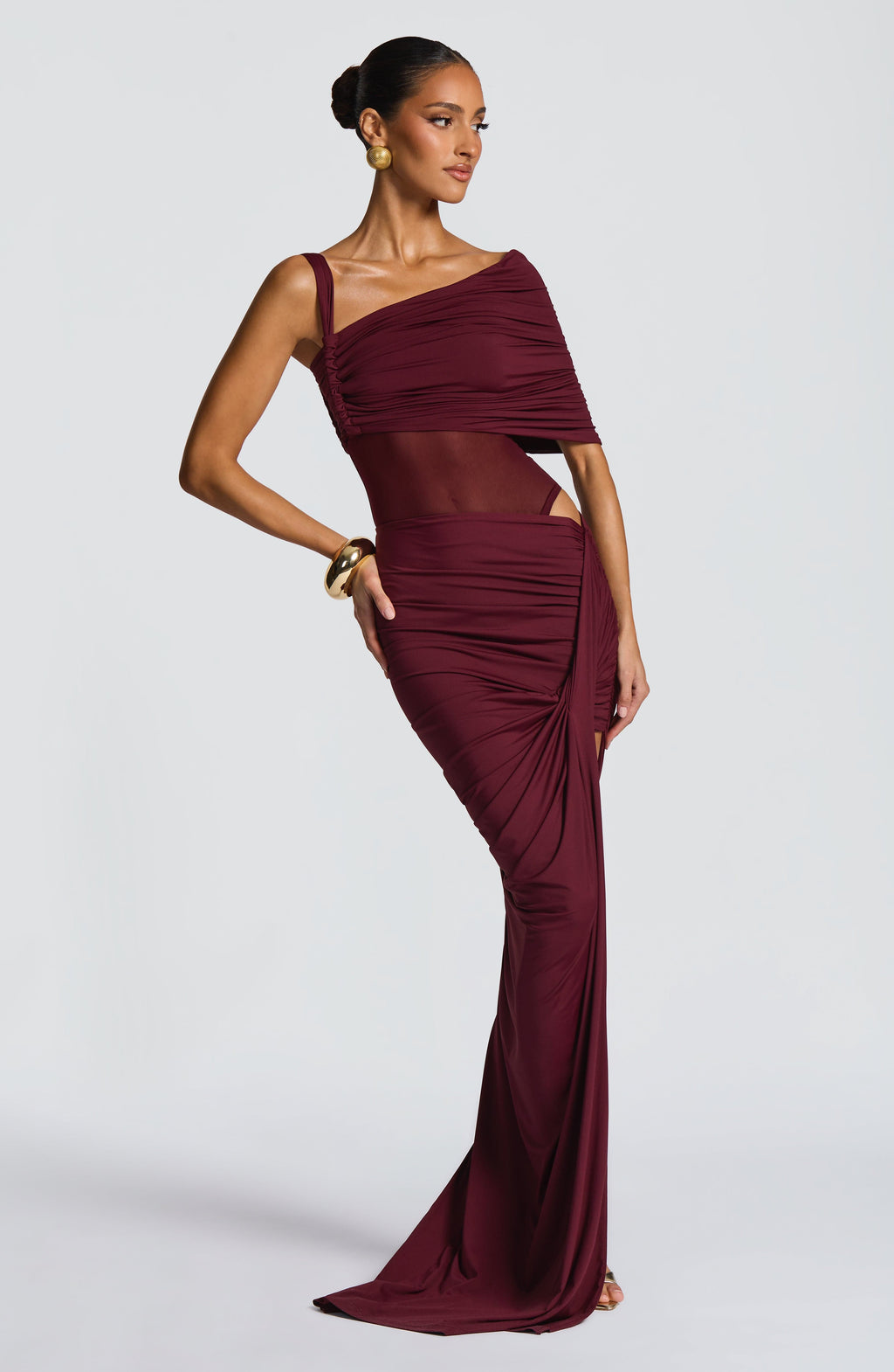 Flourenne Henriella Maxi Skirt in Cherry Lacquer