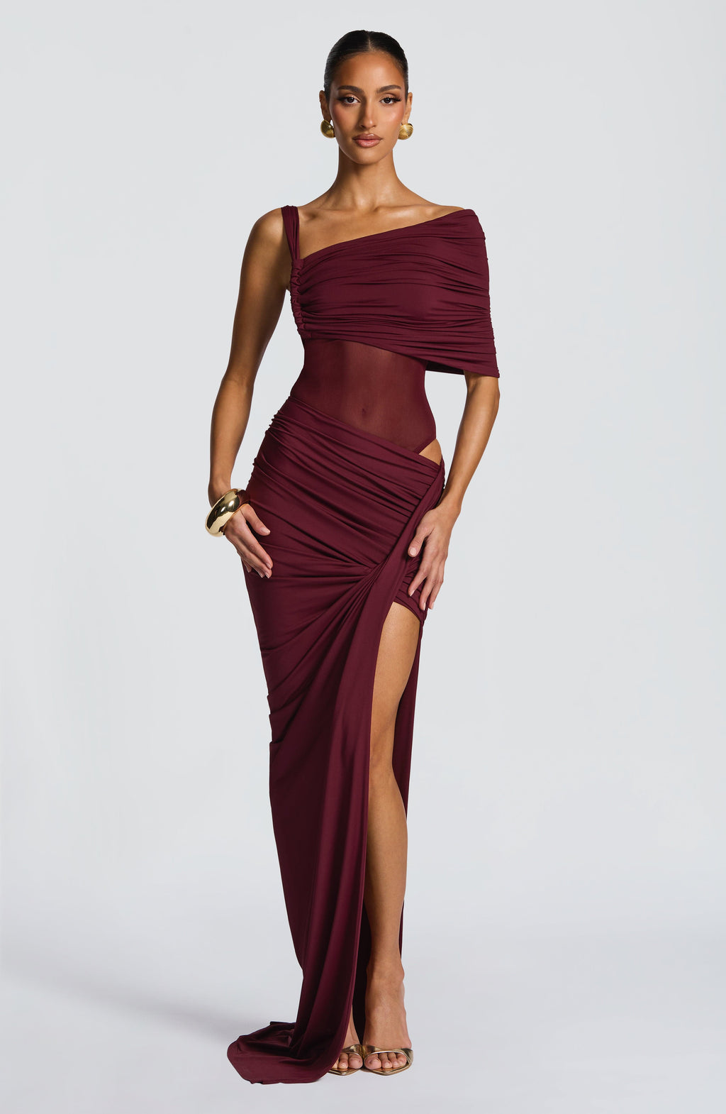 Flourenne Henriella Maxi Skirt in Cherry Lacquer