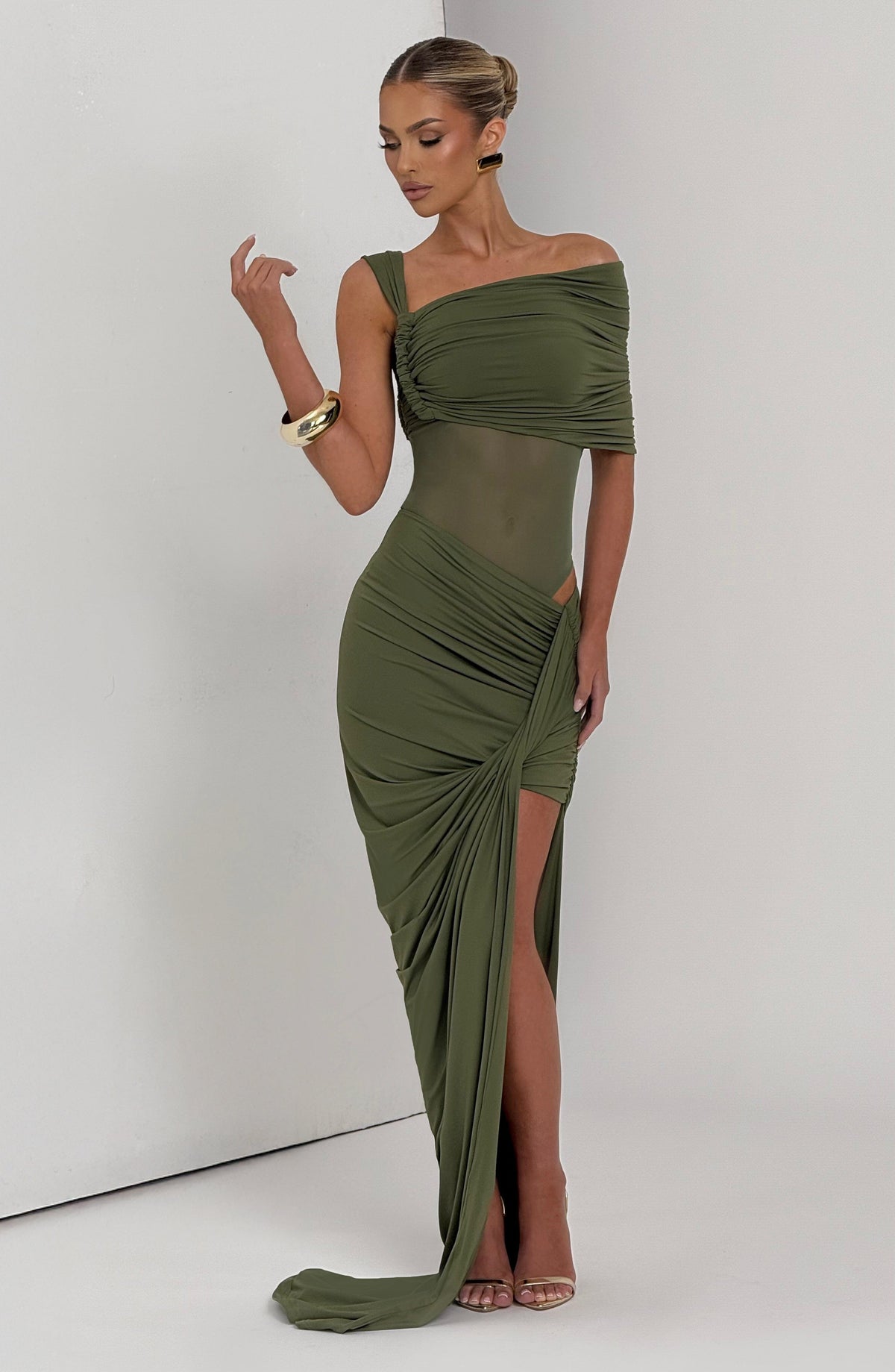Flourenne Henriella Maxi Skirt in Khaki