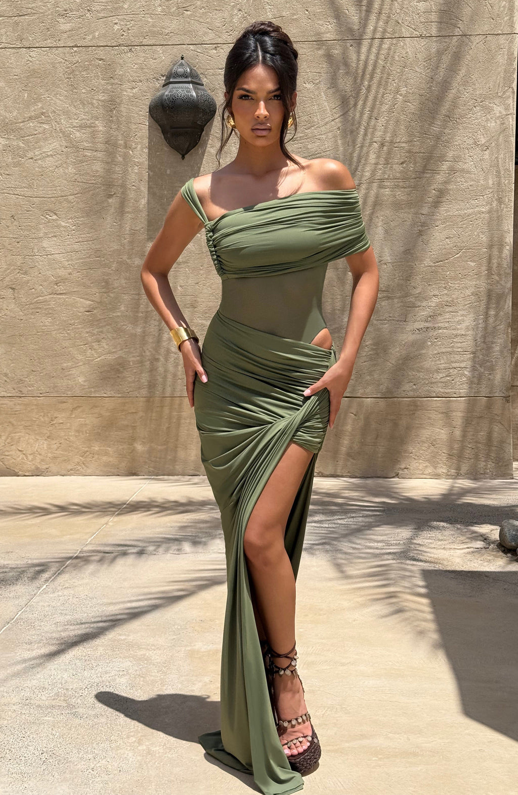 Flourenne Henriella Maxi Skirt in Khaki