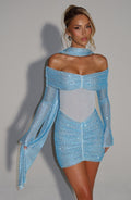 Flourenne Hydria Mini Dress in Aqua
