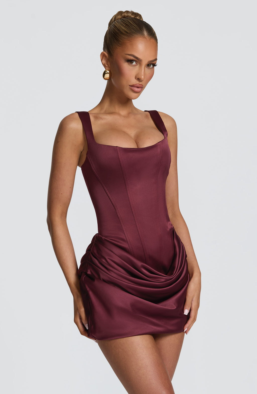 Flourenne Imogena Mini Dress in Cherry Lacquer