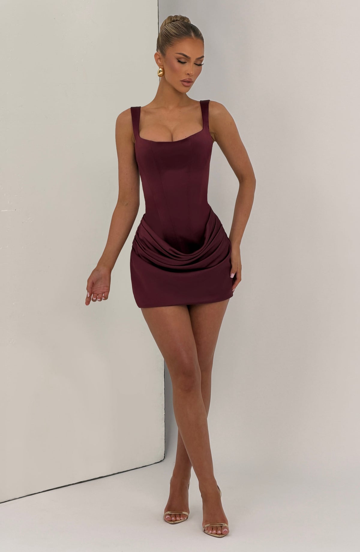 Flourenne Imogena Mini Dress in Cherry Lacquer