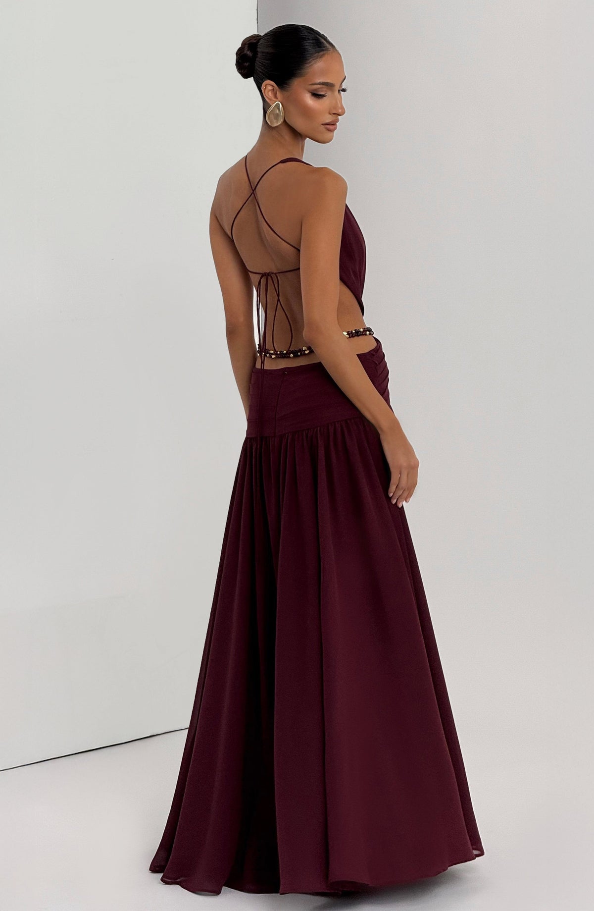 Flourenne Indianne Maxi Dress in Cherry Lacquer