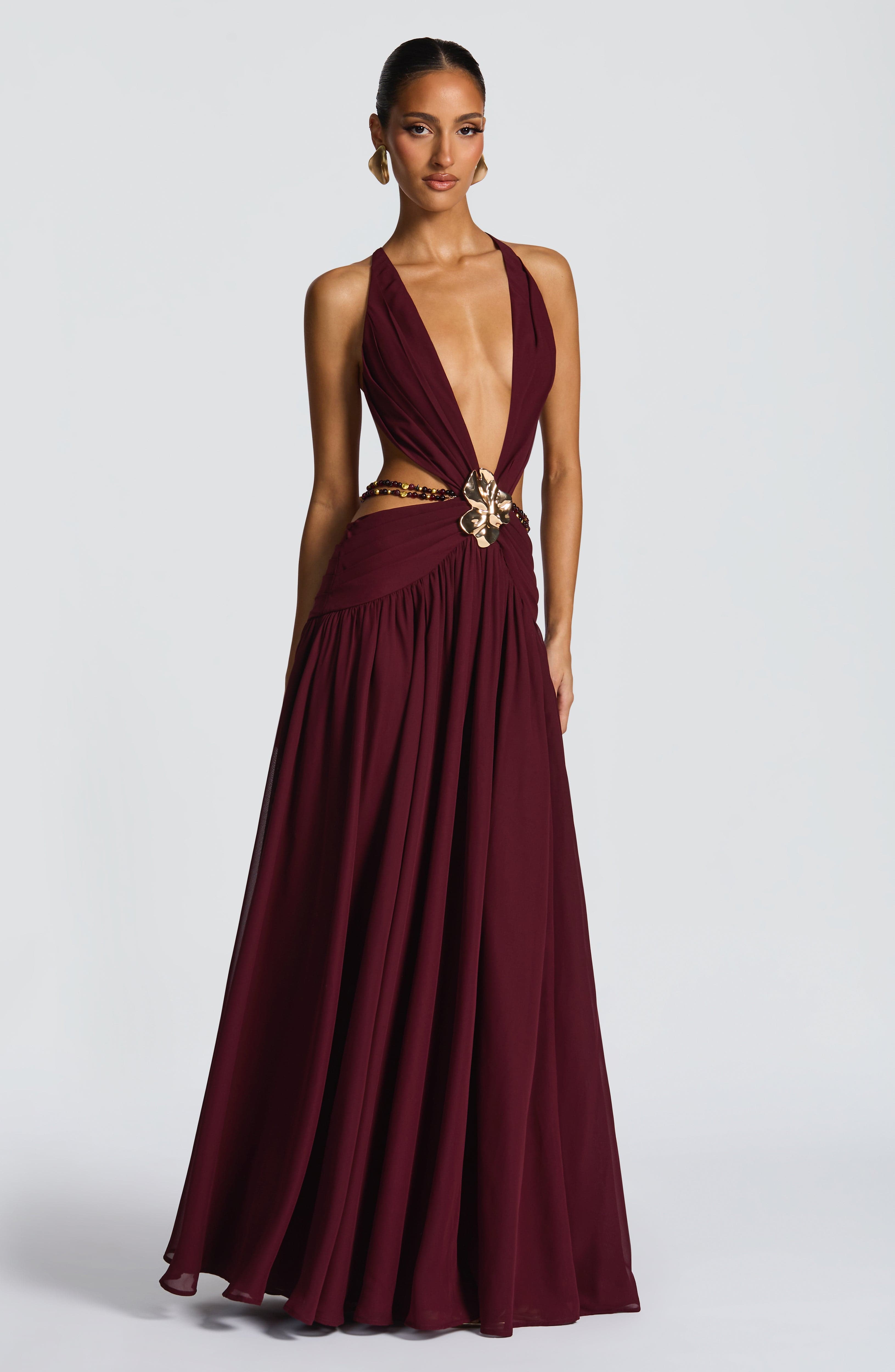 Flourenne Indianne Maxi Dress in Cherry Lacquer