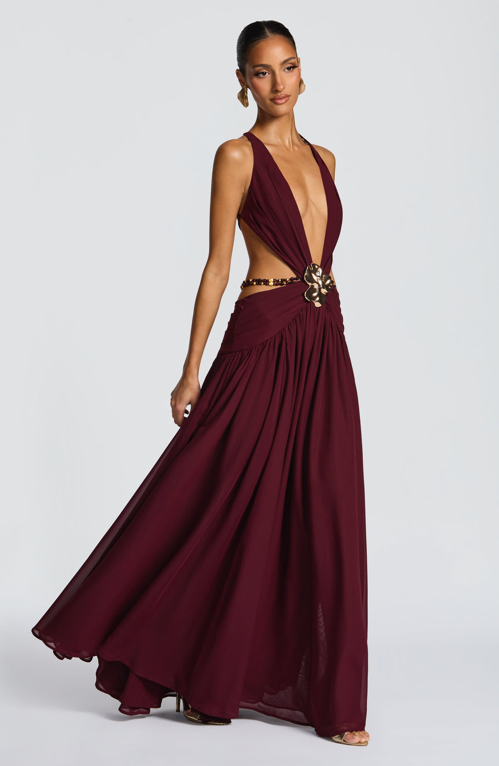 Flourenne Indianne Maxi Dress in Cherry Lacquer