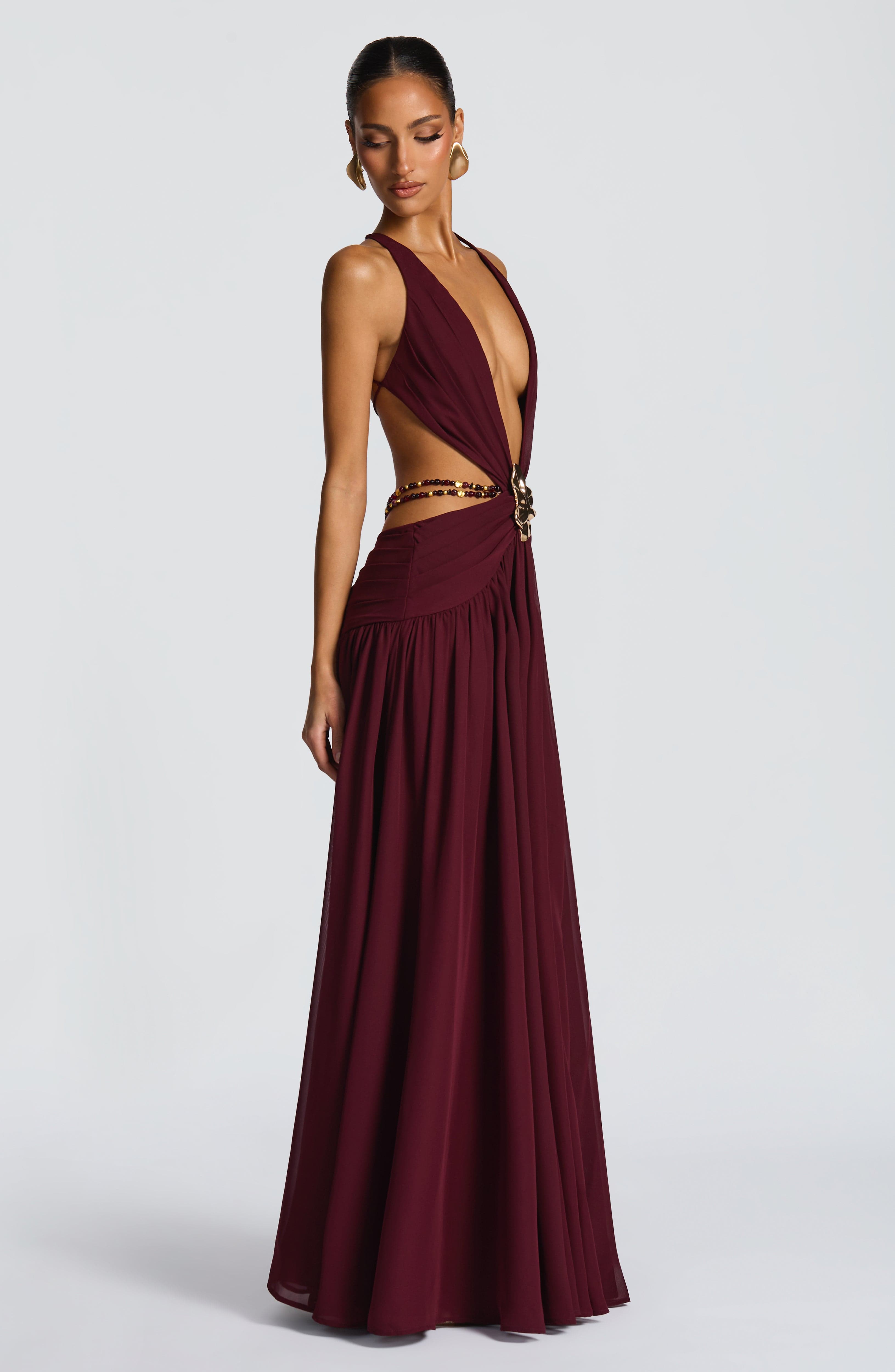 Flourenne Indianne Maxi Dress in Cherry Lacquer
