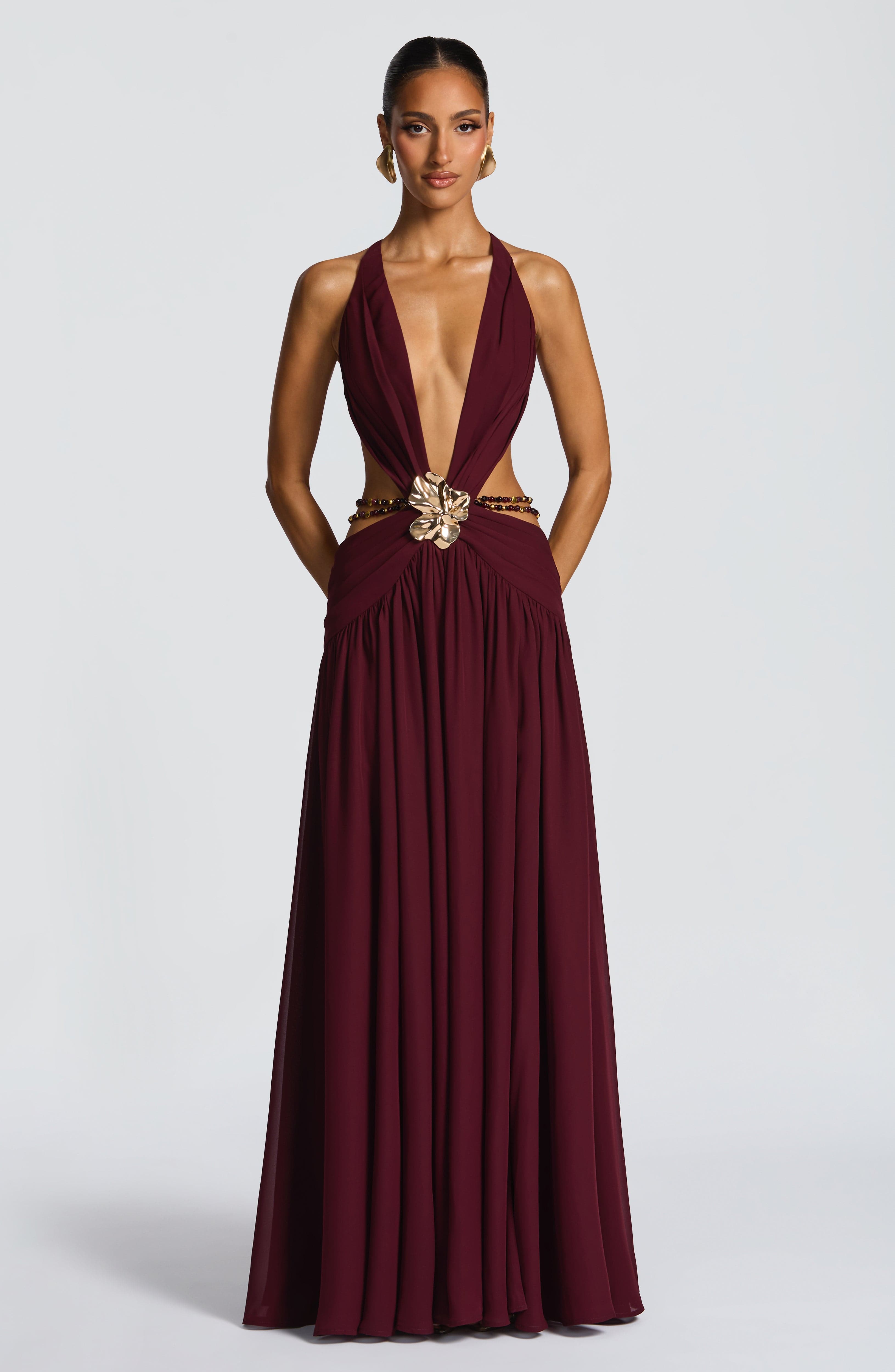 Flourenne Indianne Maxi Dress in Cherry Lacquer
