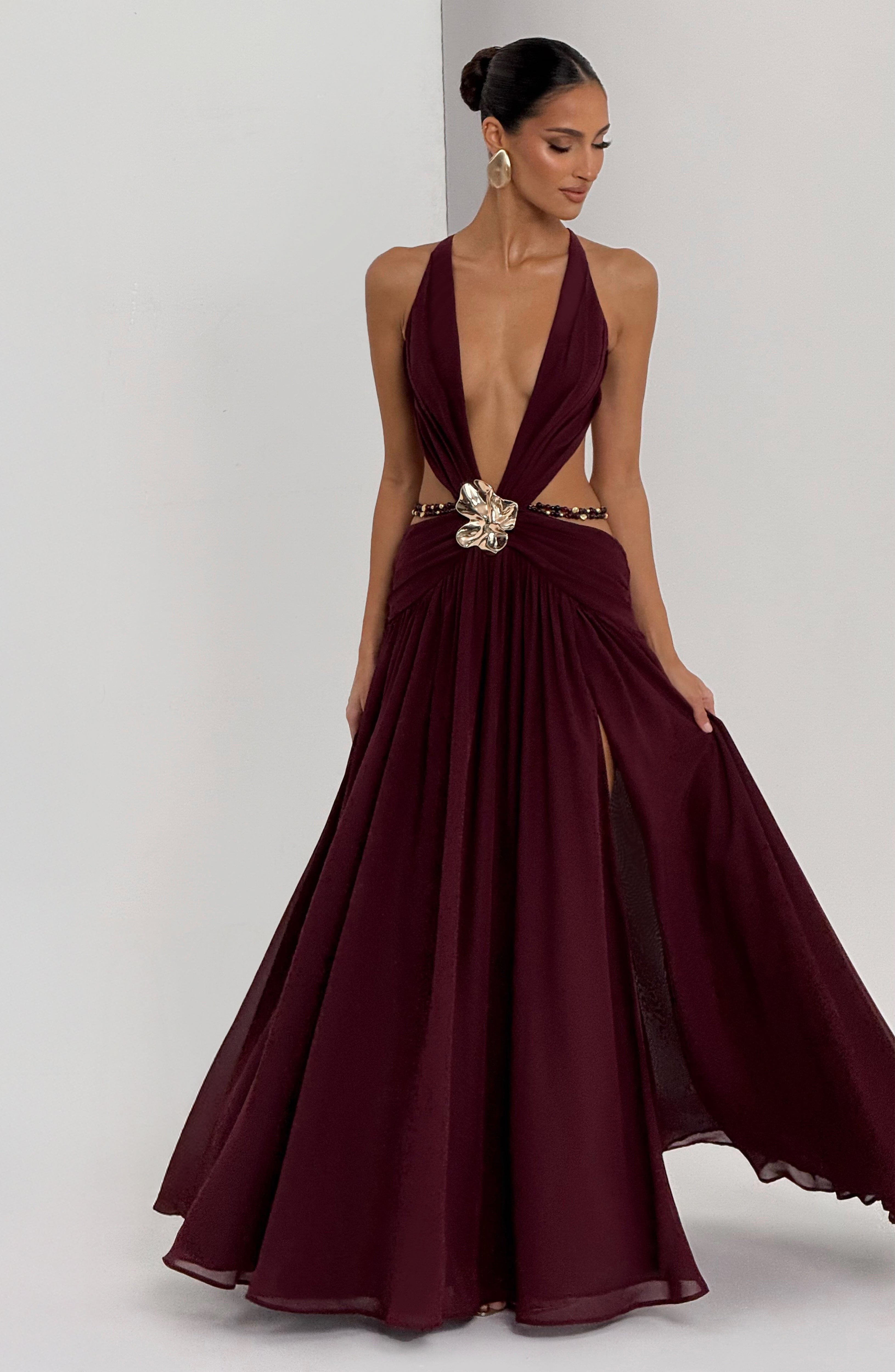 Flourenne Indianne Maxi Dress in Cherry Lacquer