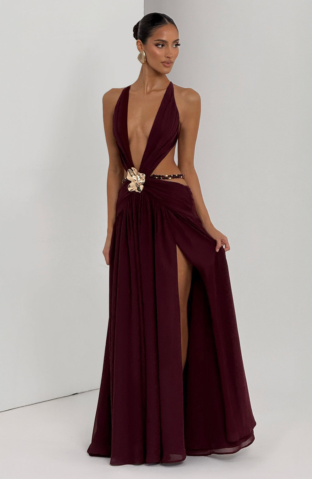 Flourenne Indianne Maxi Dress in Cherry Lacquer