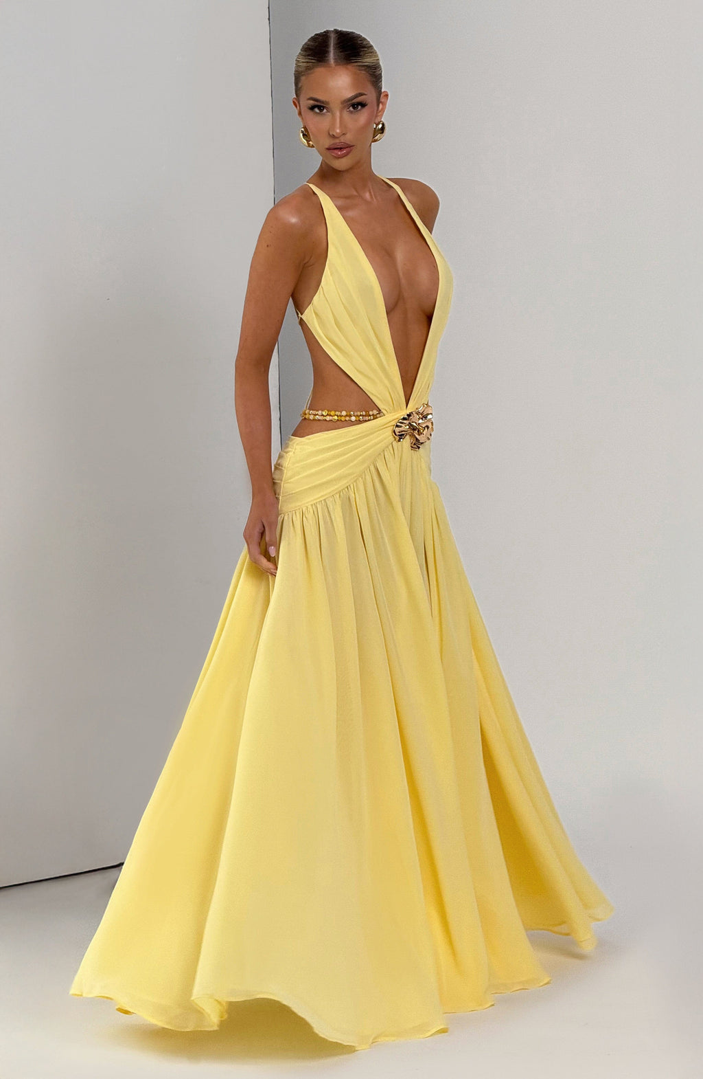 Flourenne Indianne Maxi Dress in Lemon