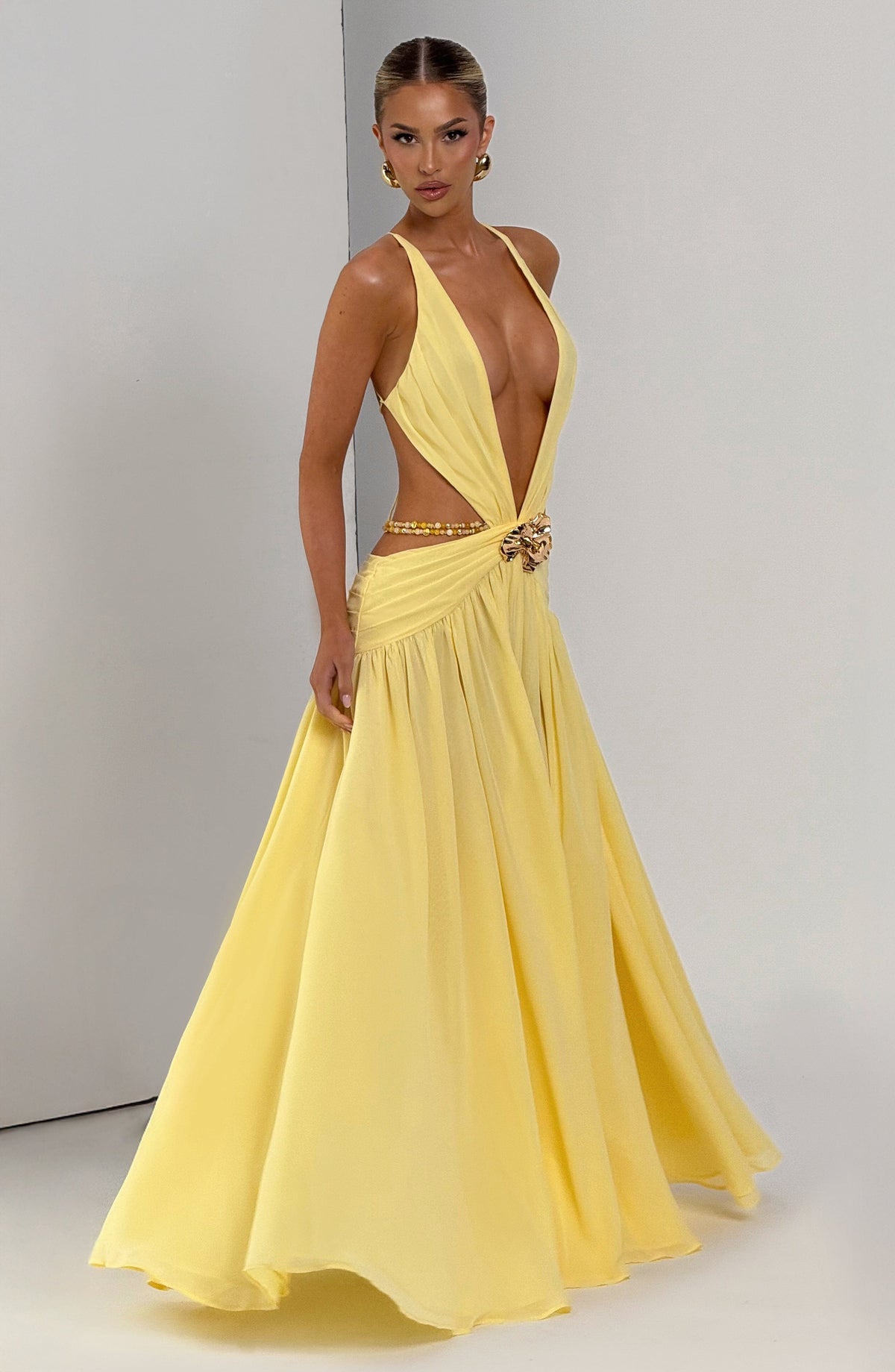 Flourenne Indianne Maxi Dress in Lemon