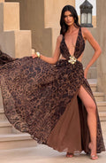 Flourenne Indianne Maxi Dress in Leopard Print