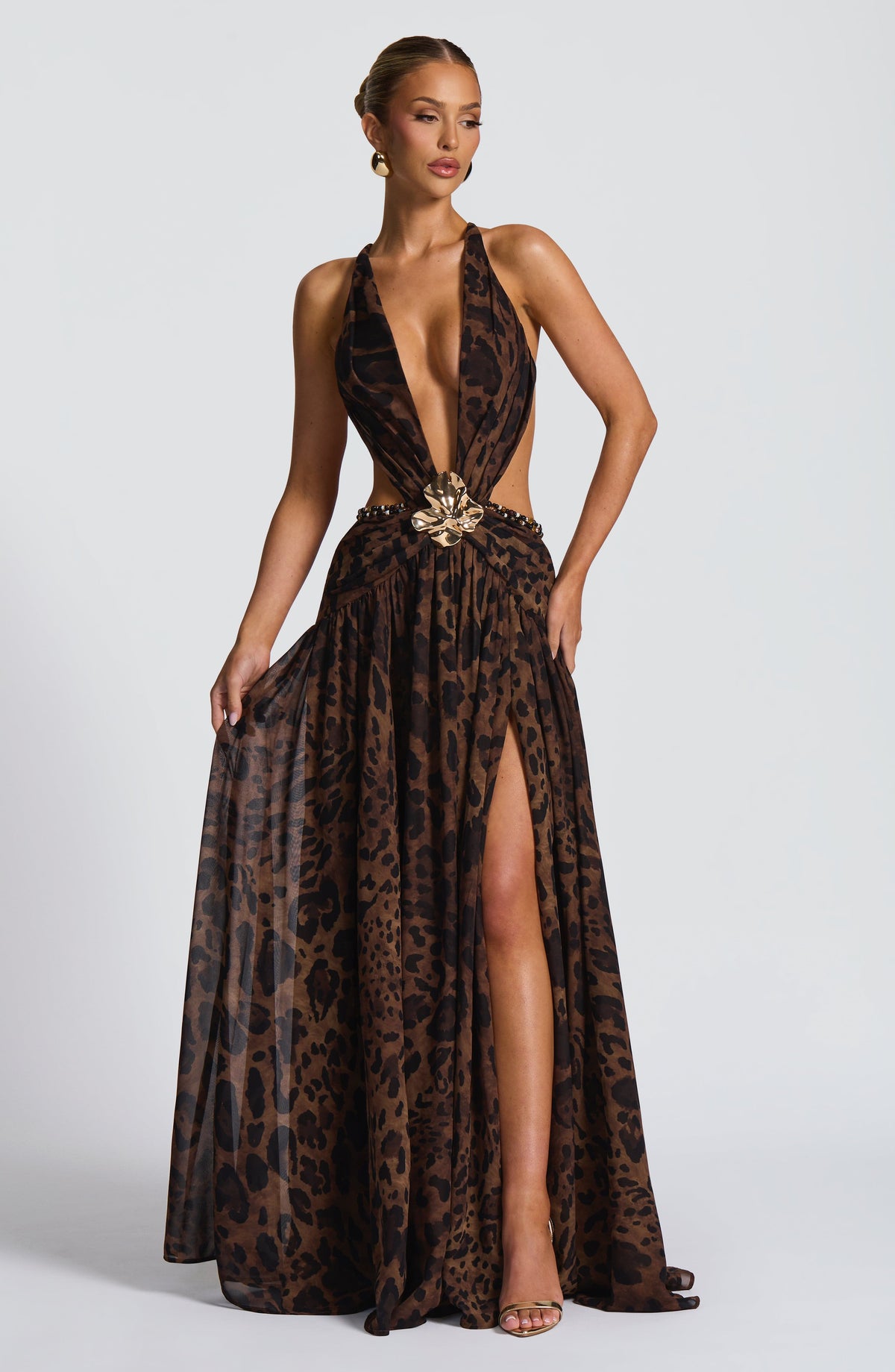 Flourenne Indianne Maxi Dress in Leopard Print