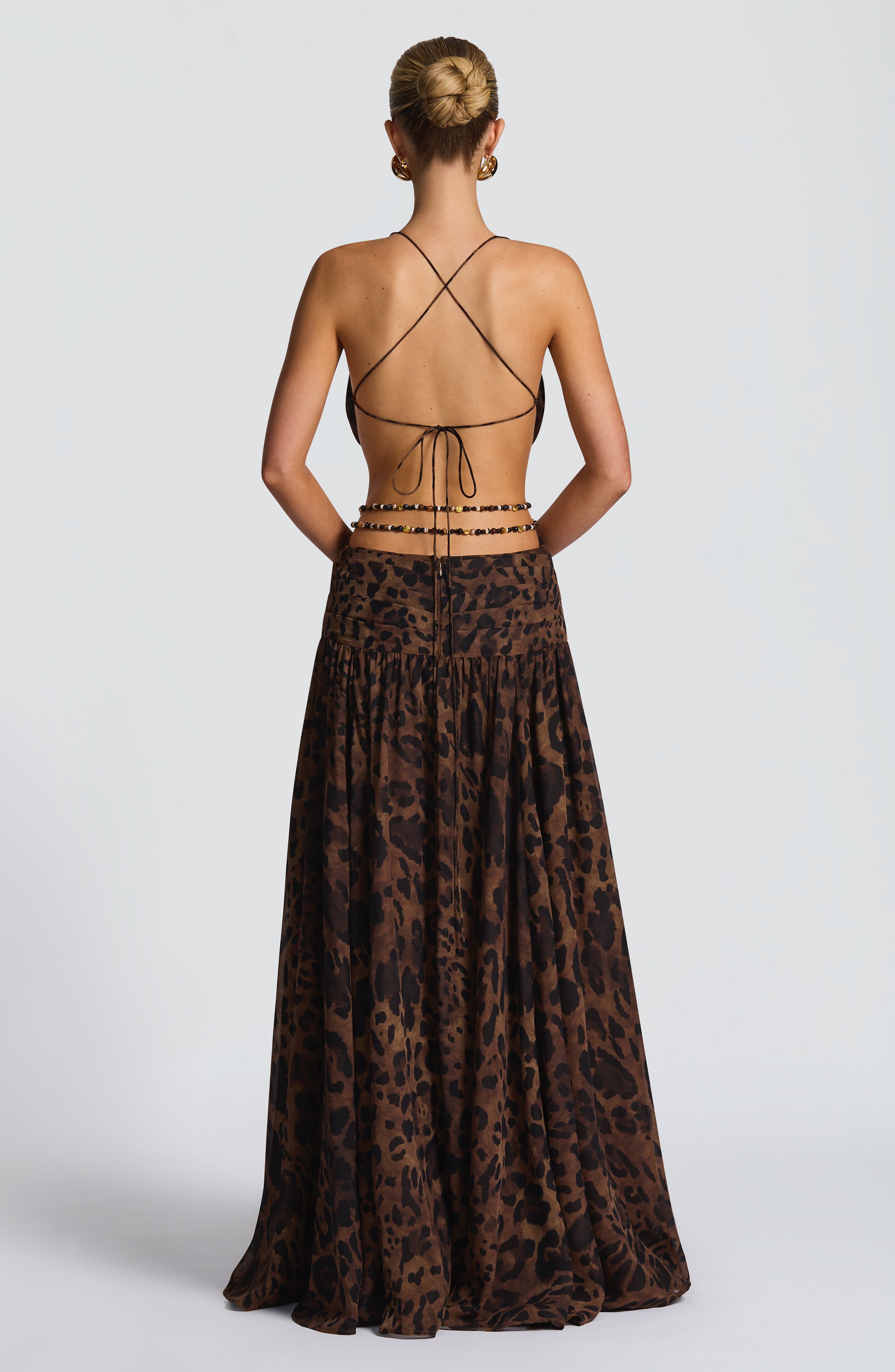 Flourenne Indianne Maxi Dress in Leopard Print