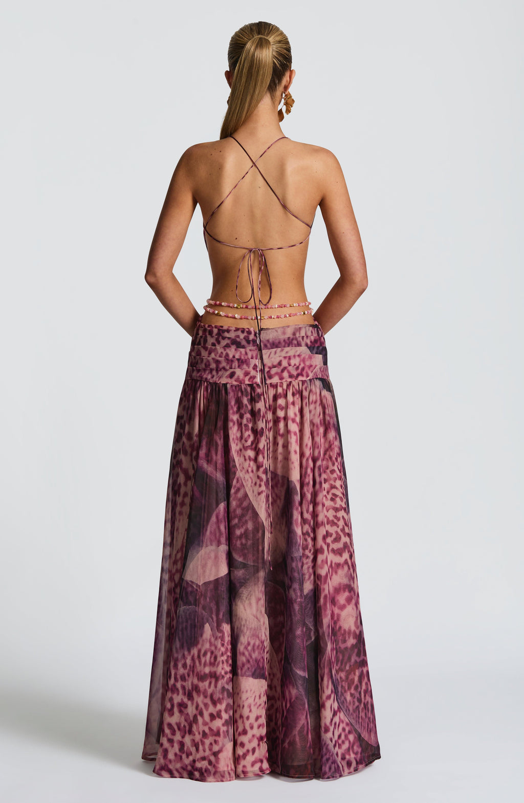 Flourenne Indianne Maxi Dress in Magenta Orchid Print