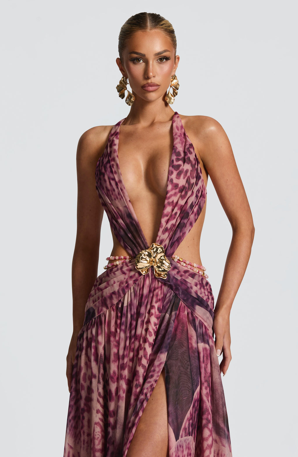 Flourenne Indianne Maxi Dress in Magenta Orchid Print