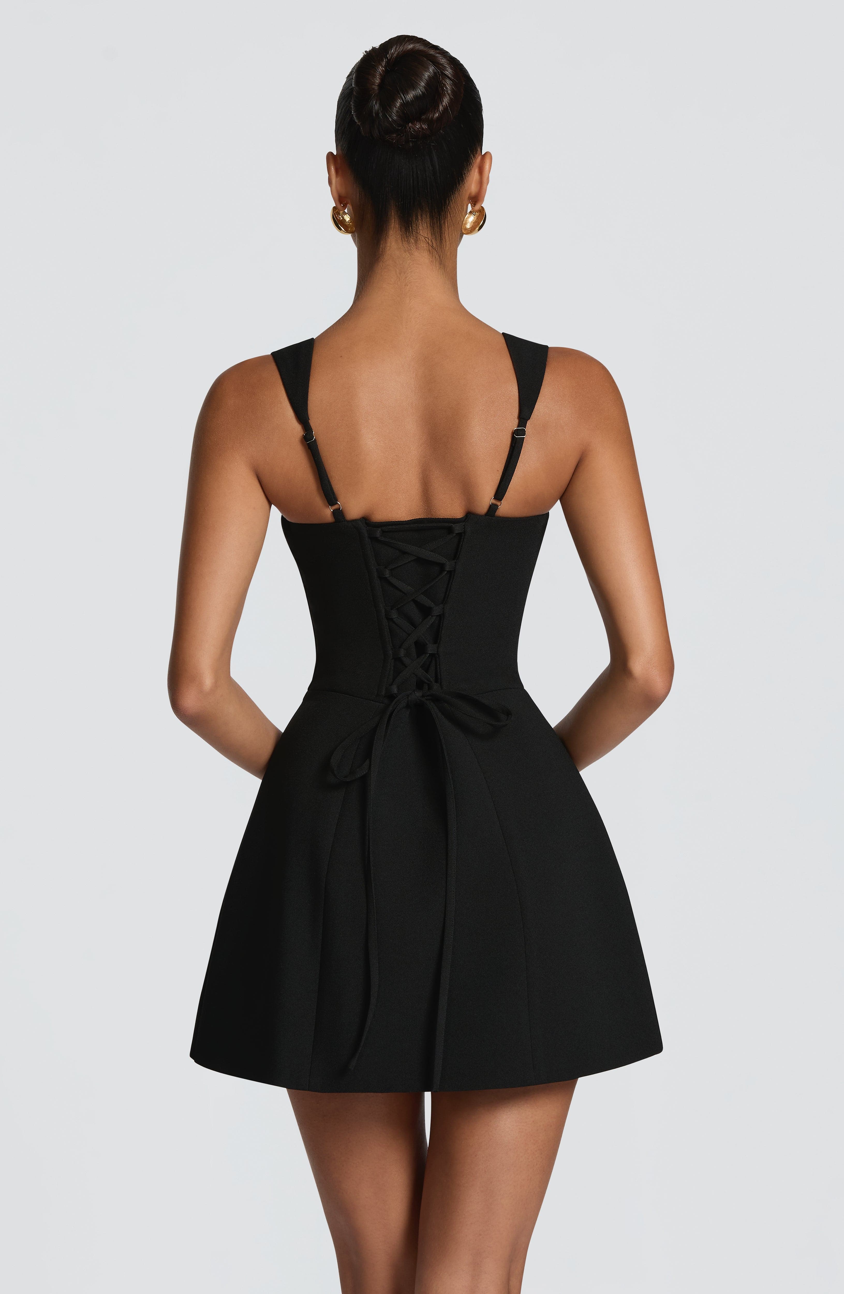 Flourenne Ionna Mini Dress in Black