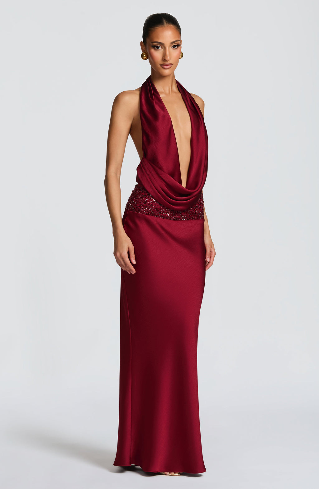 Flourenne Irina Maxi Skirt in Burgundy