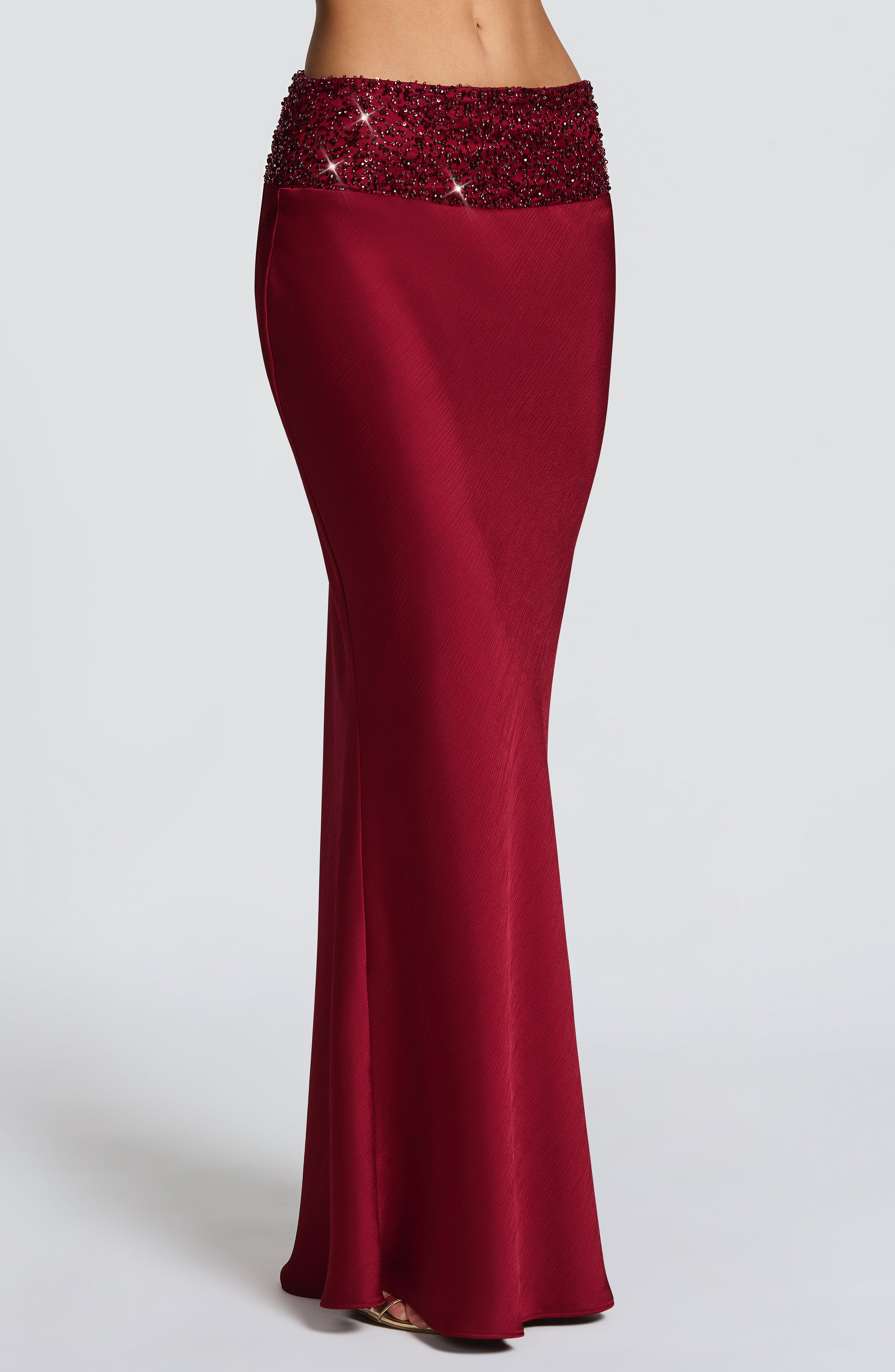 Flourenne Irina Maxi Skirt in Burgundy