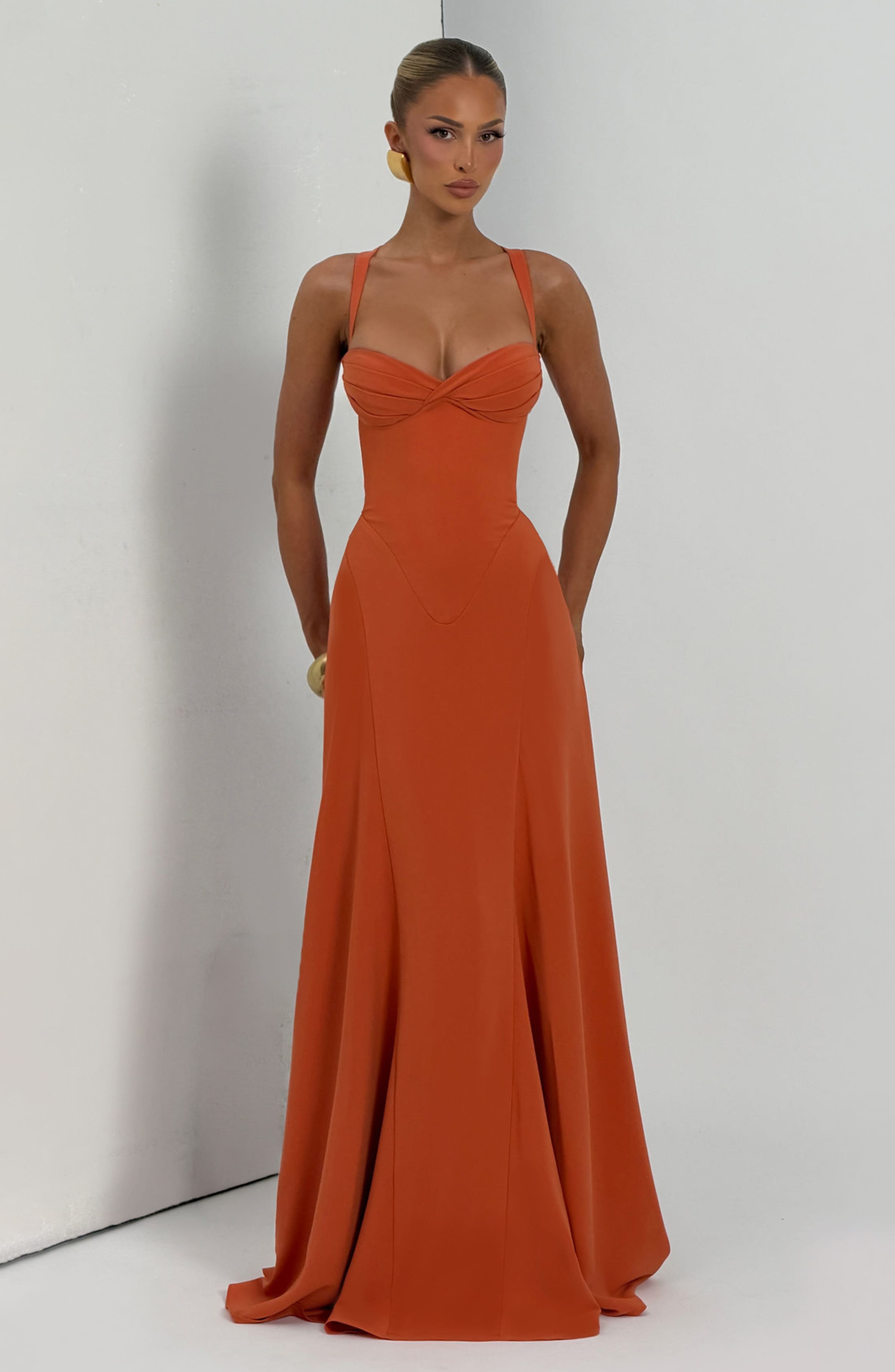 Flourenne Iriya Maxi Dress in Burnt Orange