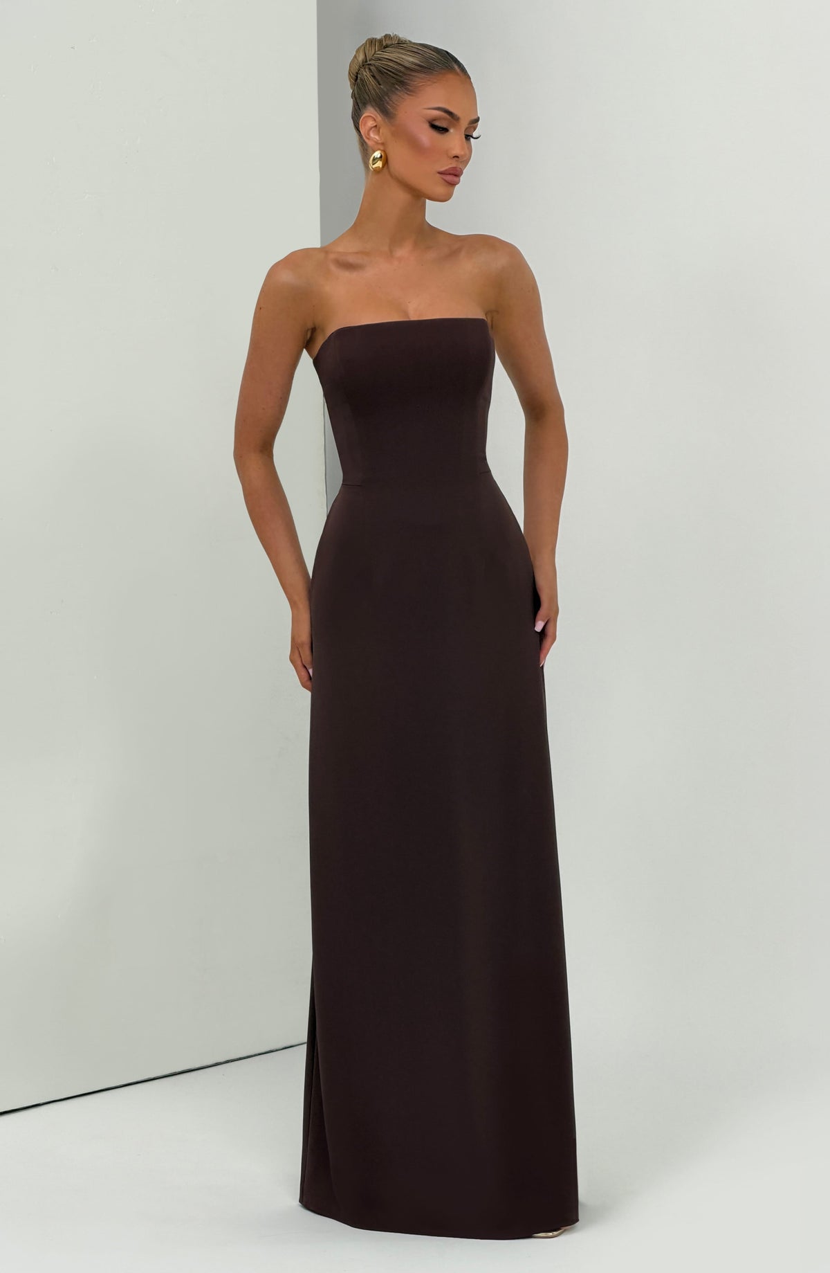 Flourenne Irmena Maxi Dress in Plum Brown