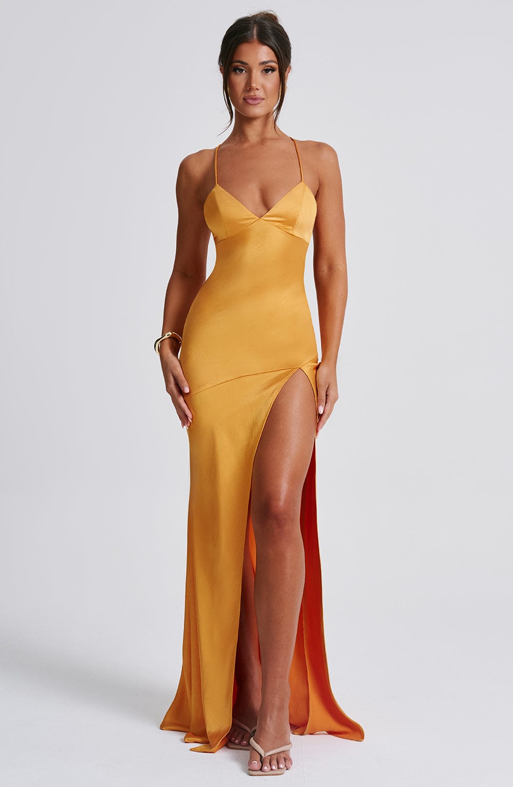 Flourenne Isabeau Maxi Dress in Tangerine