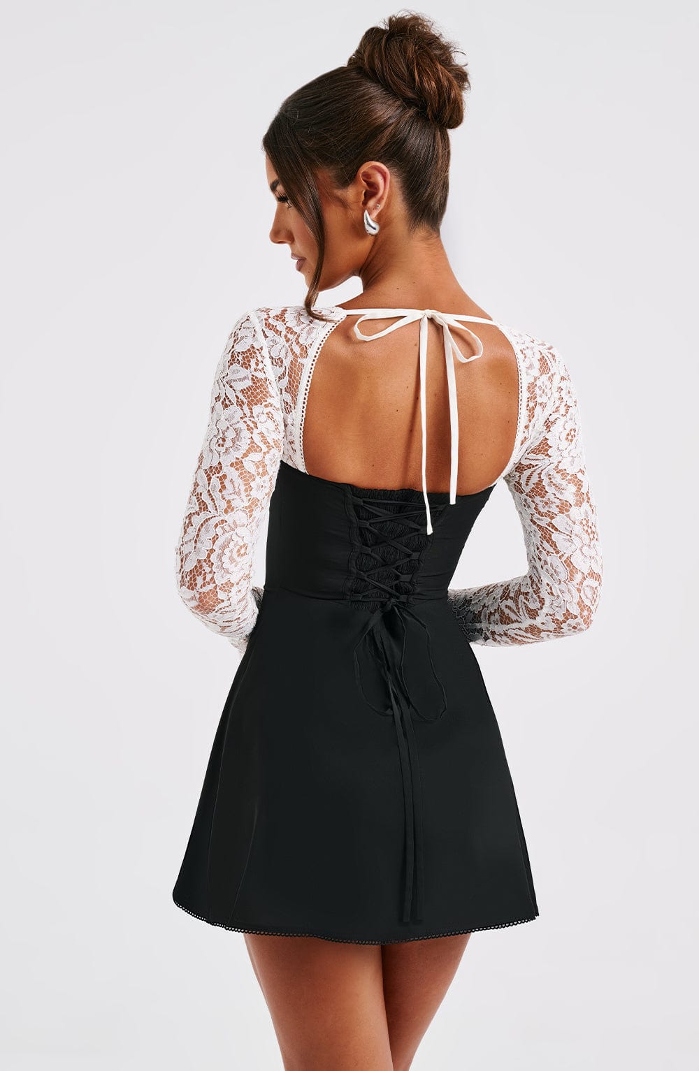 Flourenne Jacinthe Mini Dress in Black/White