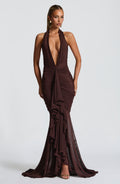 Flourenne Janesse Maxi Dress in Plum Brown