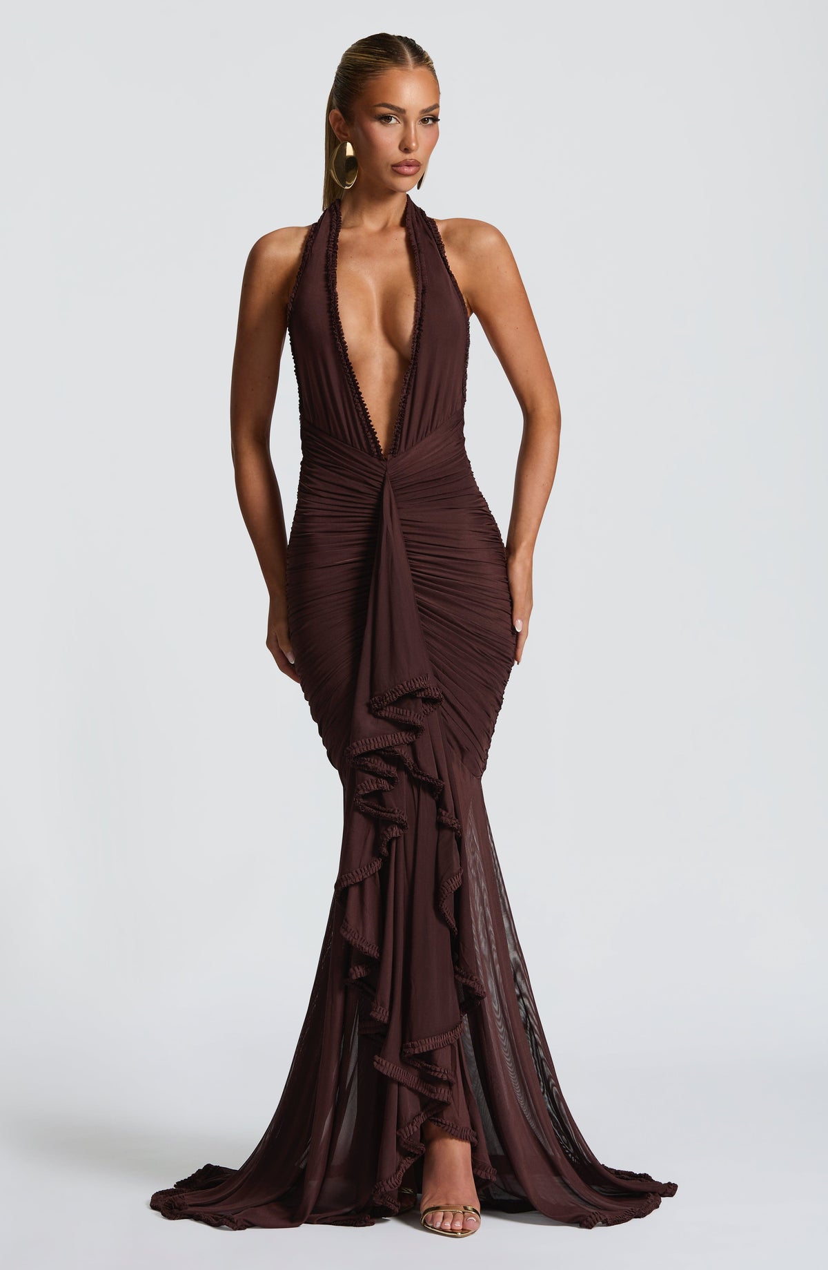 Flourenne Janesse Maxi Dress in Plum Brown