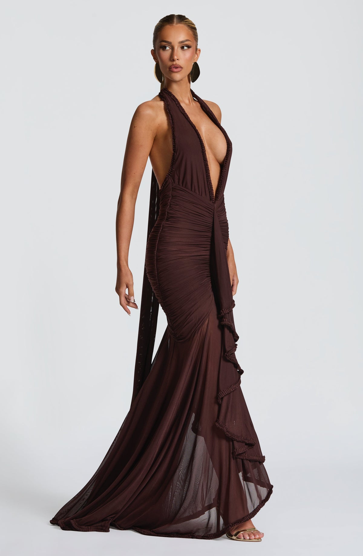 Flourenne Janesse Maxi Dress in Plum Brown