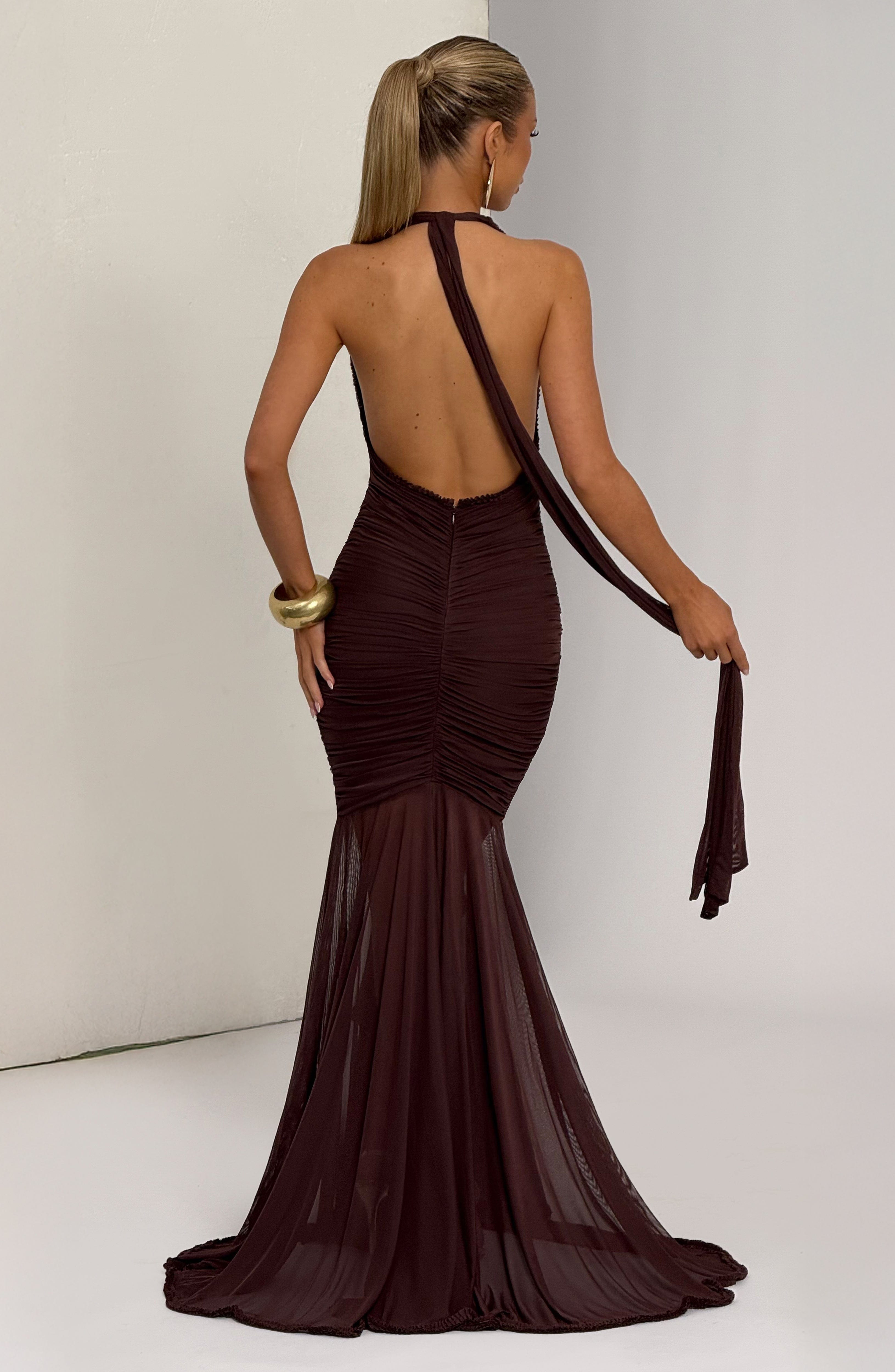 Flourenne Janesse Maxi Dress in Plum Brown