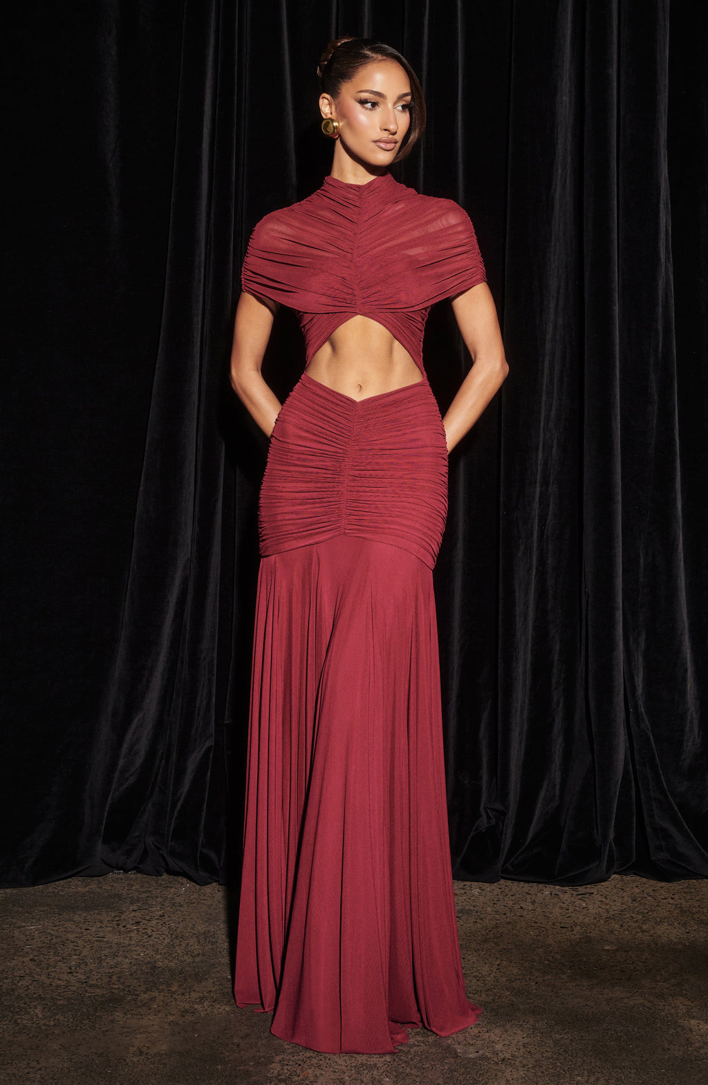 Flourenne Jayla Maxi Dress in Burgundy