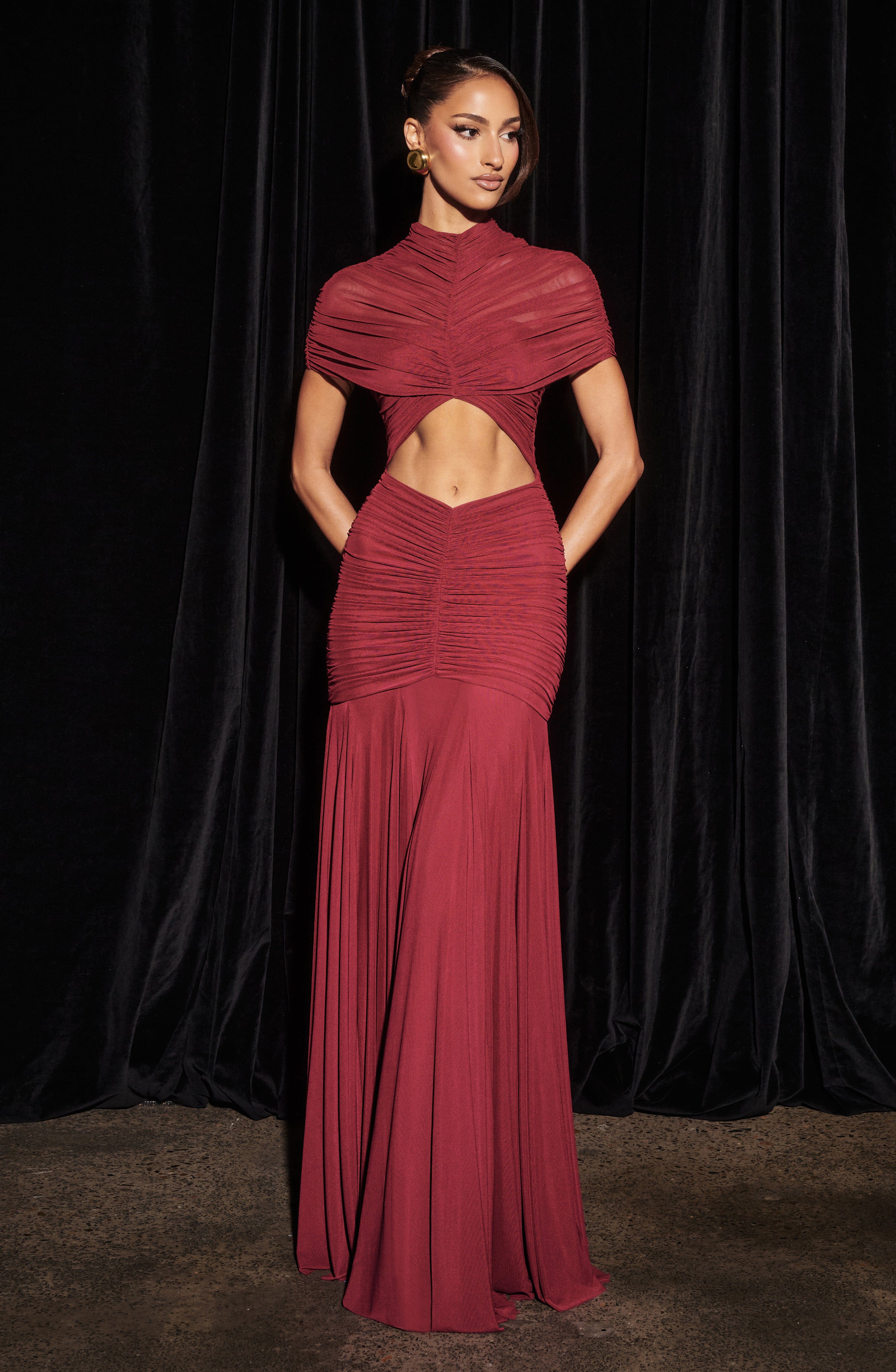 Flourenne Jayla Maxi Dress in Burgundy