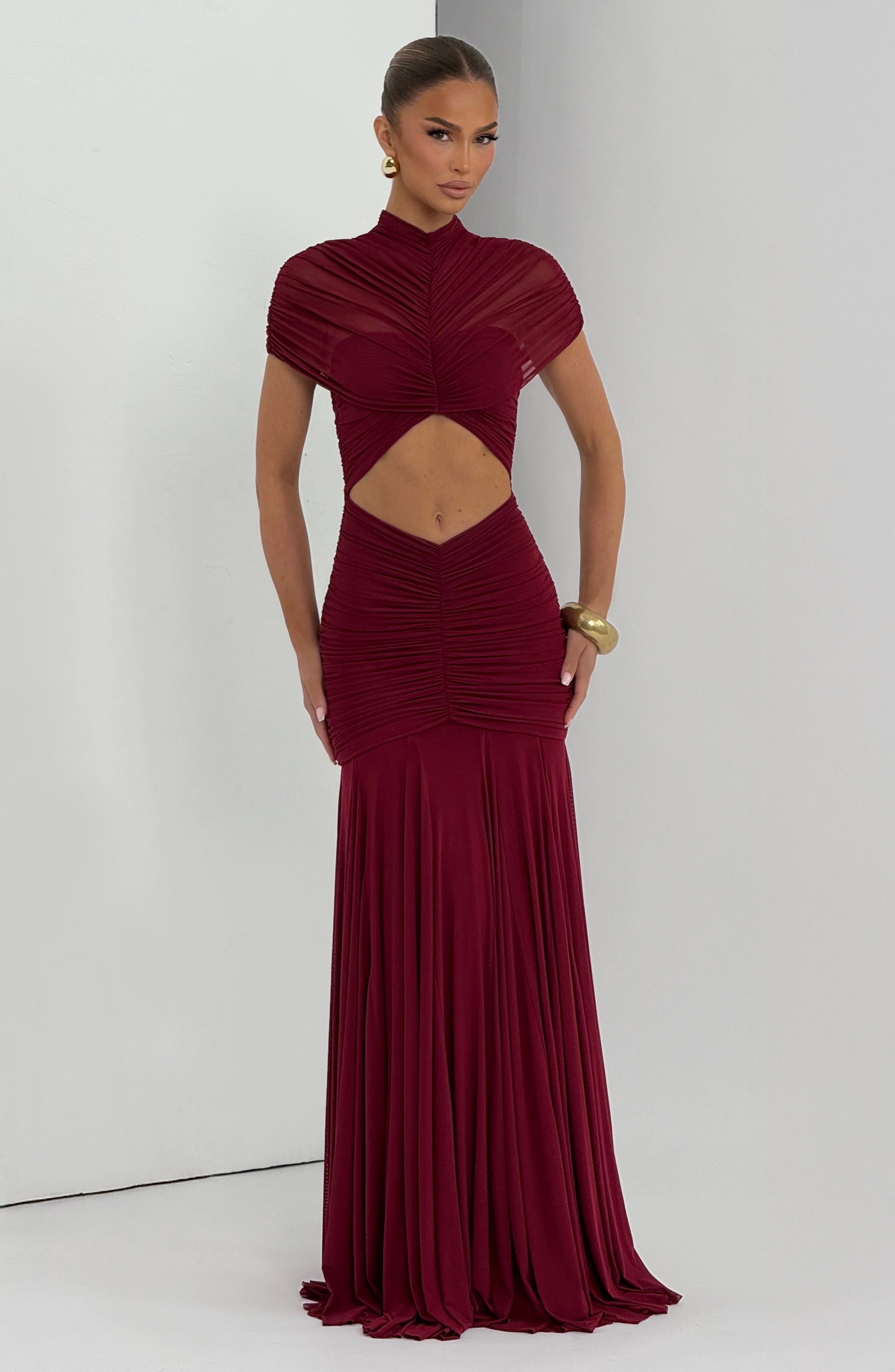 Flourenne Jayla Maxi Dress in Burgundy