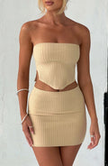 Flourenne Jazlyn Mini Skirt in Beige