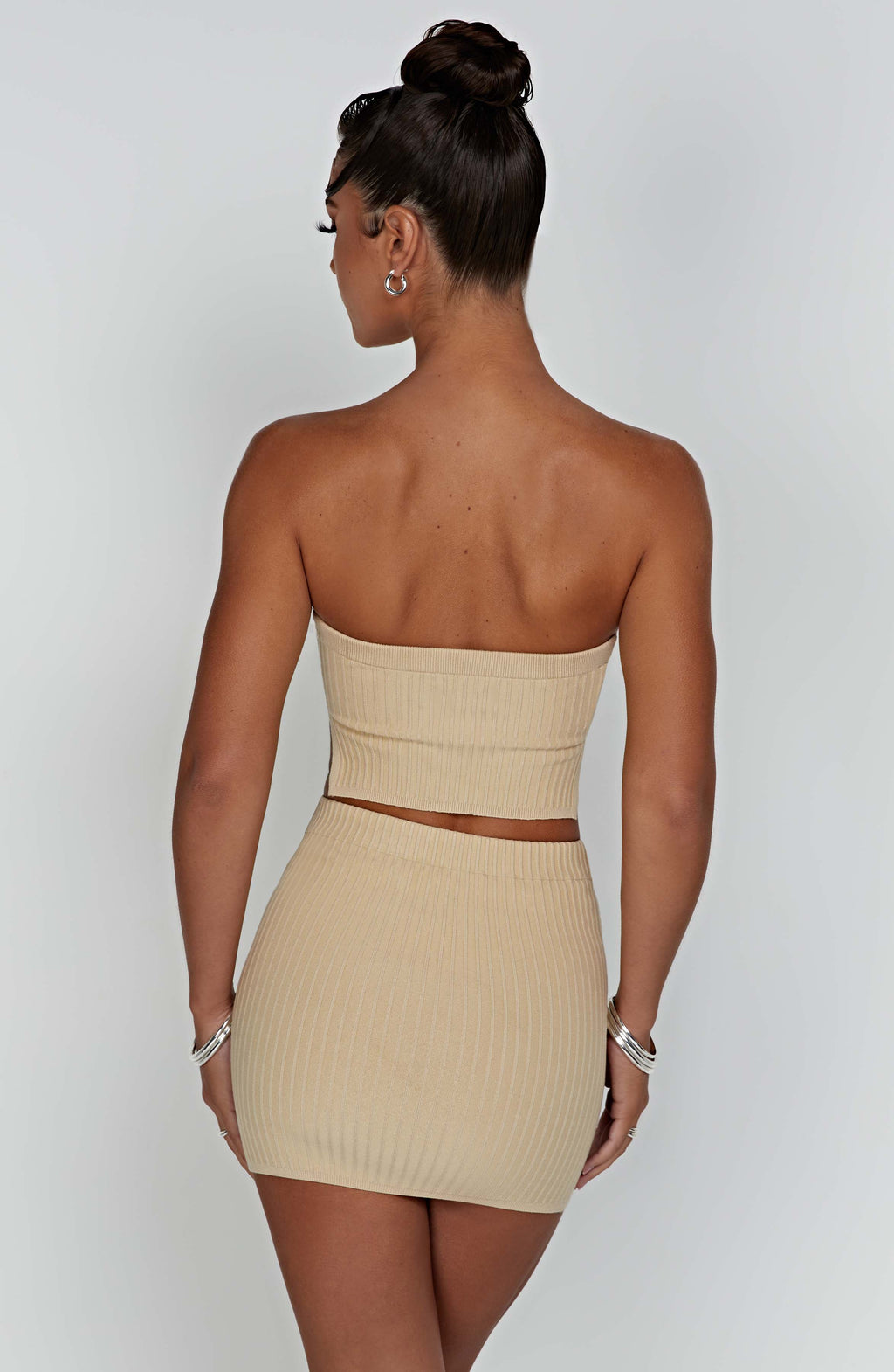 Flourenne Jazlyn Mini Skirt in Beige