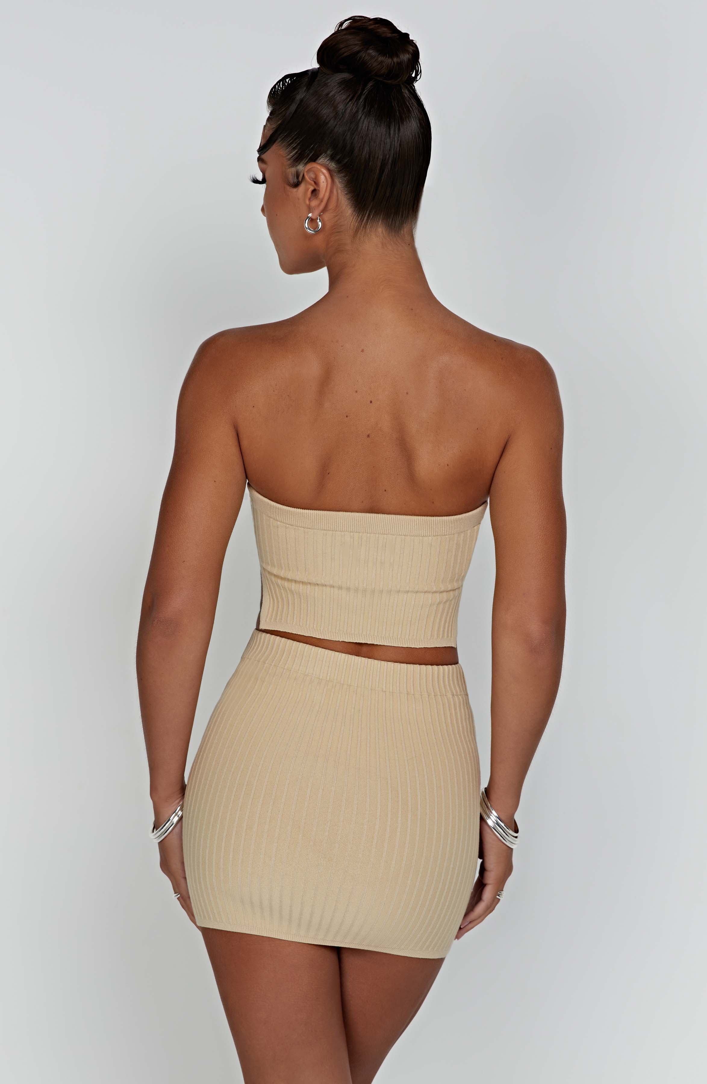 Flourenne Jazlyn Mini Skirt in Beige