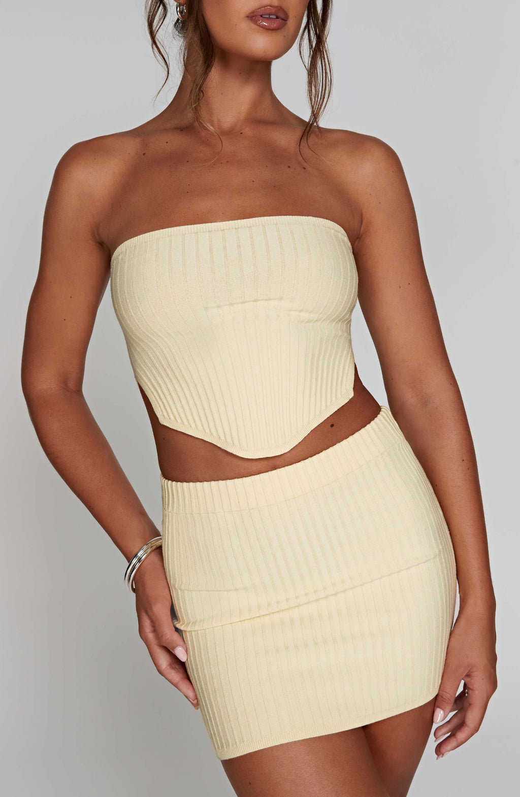 Flourenne Jazlyn Mini Skirt in Lemon