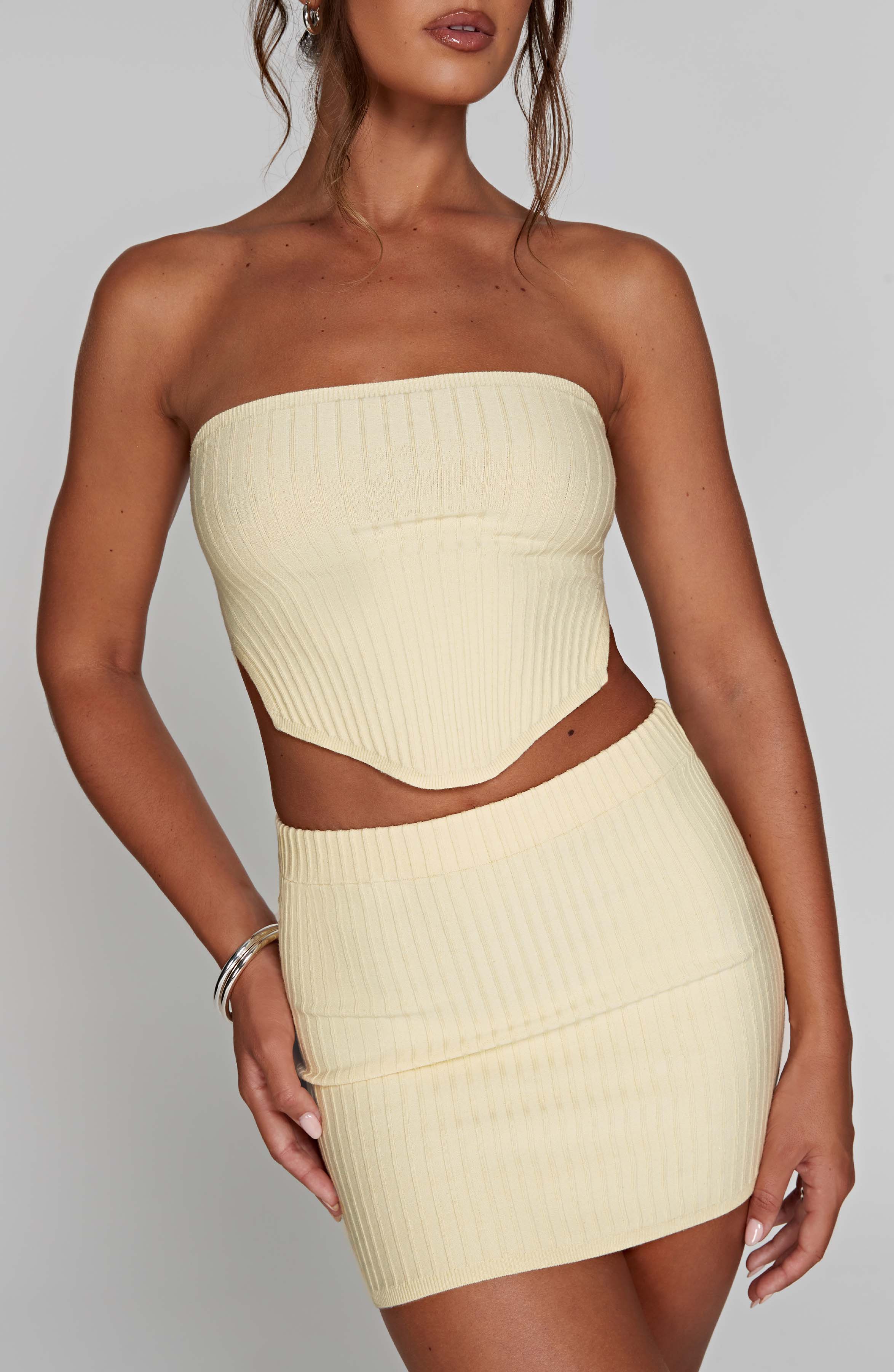 Flourenne Jazlyn Mini Skirt in Lemon
