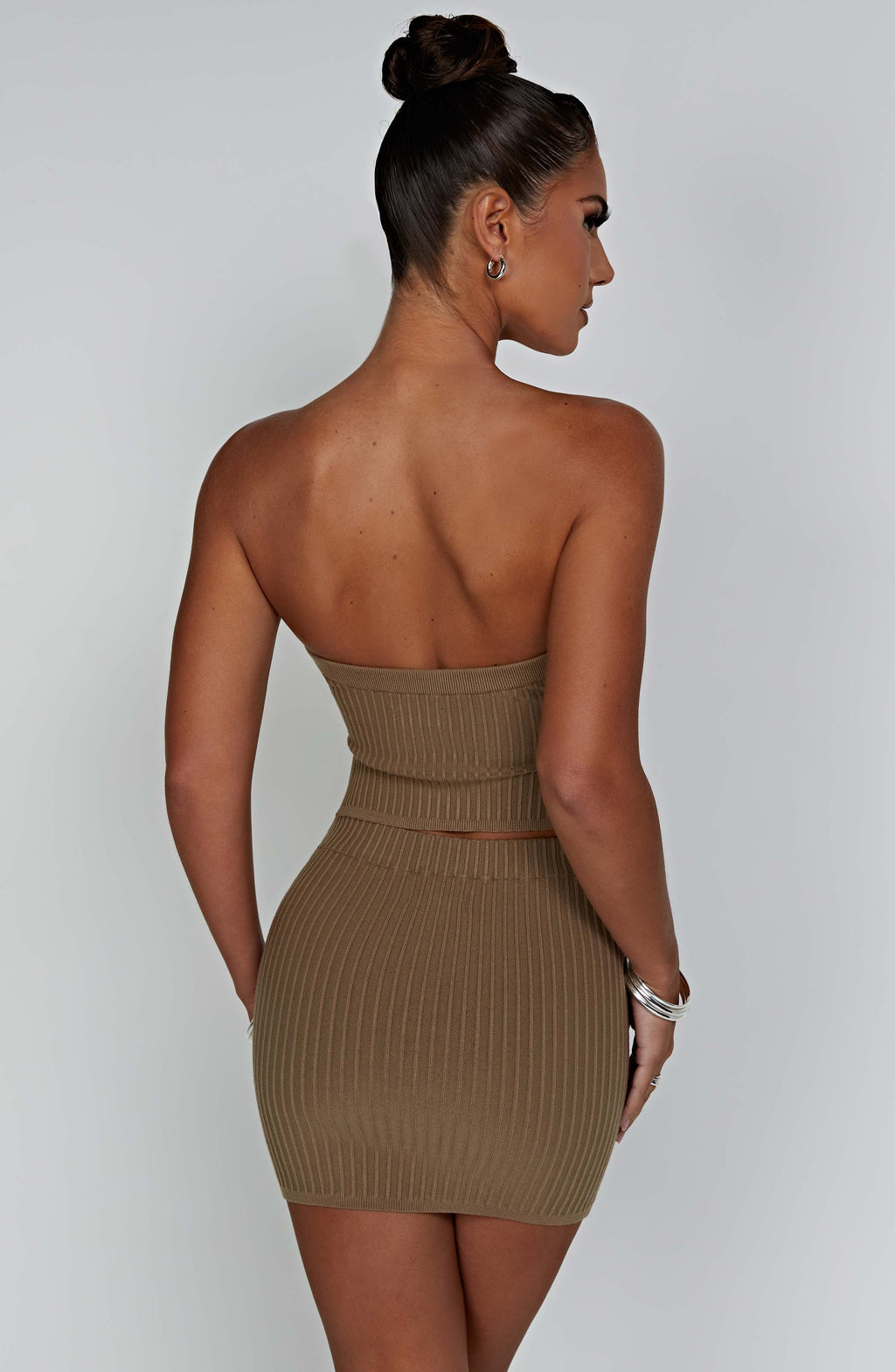 Flourenne Jazlyn Mini Skirt in Mocha
