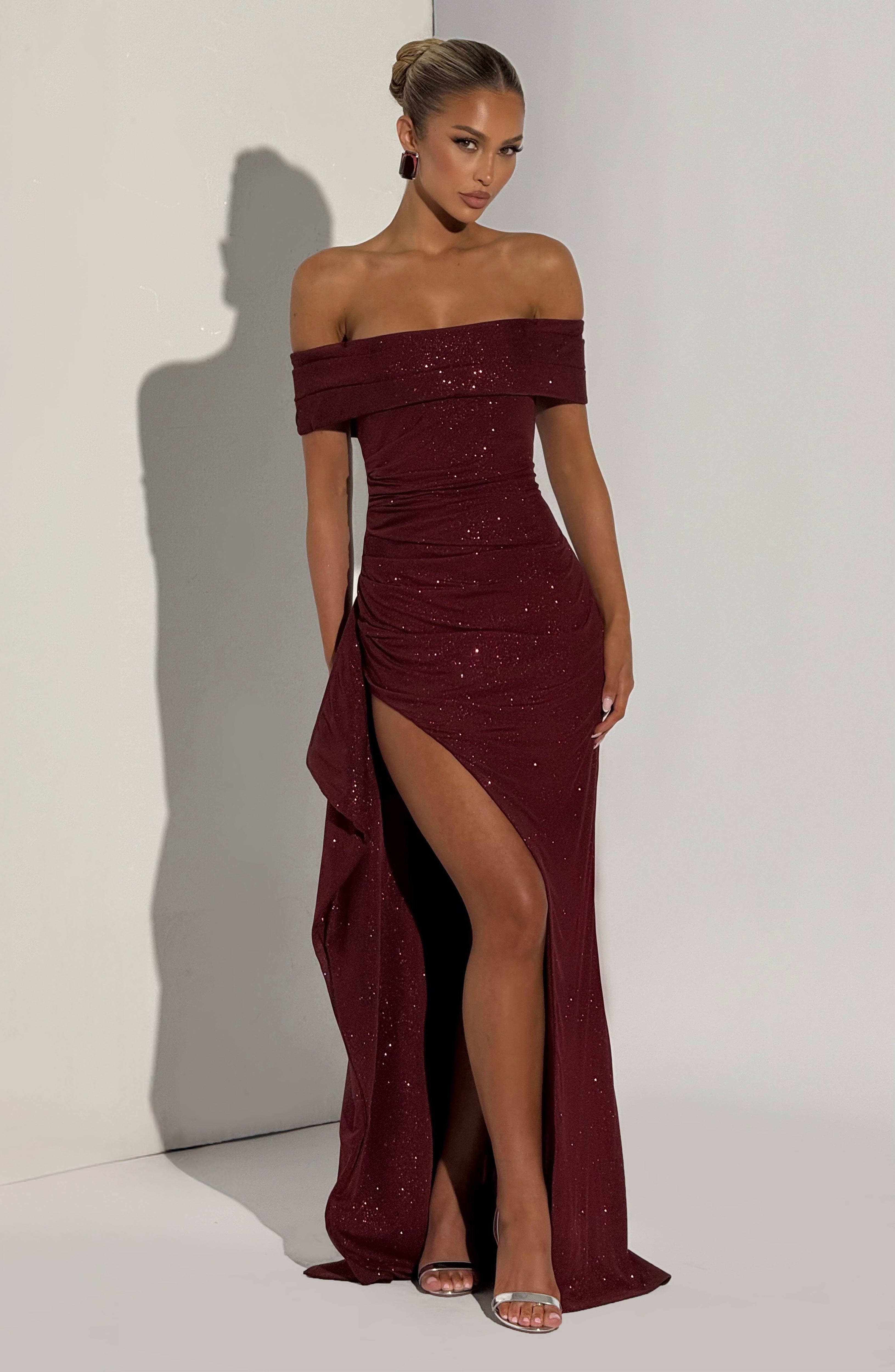 Flourenne Jocelyn Maxi Dress in Wine Sparkle