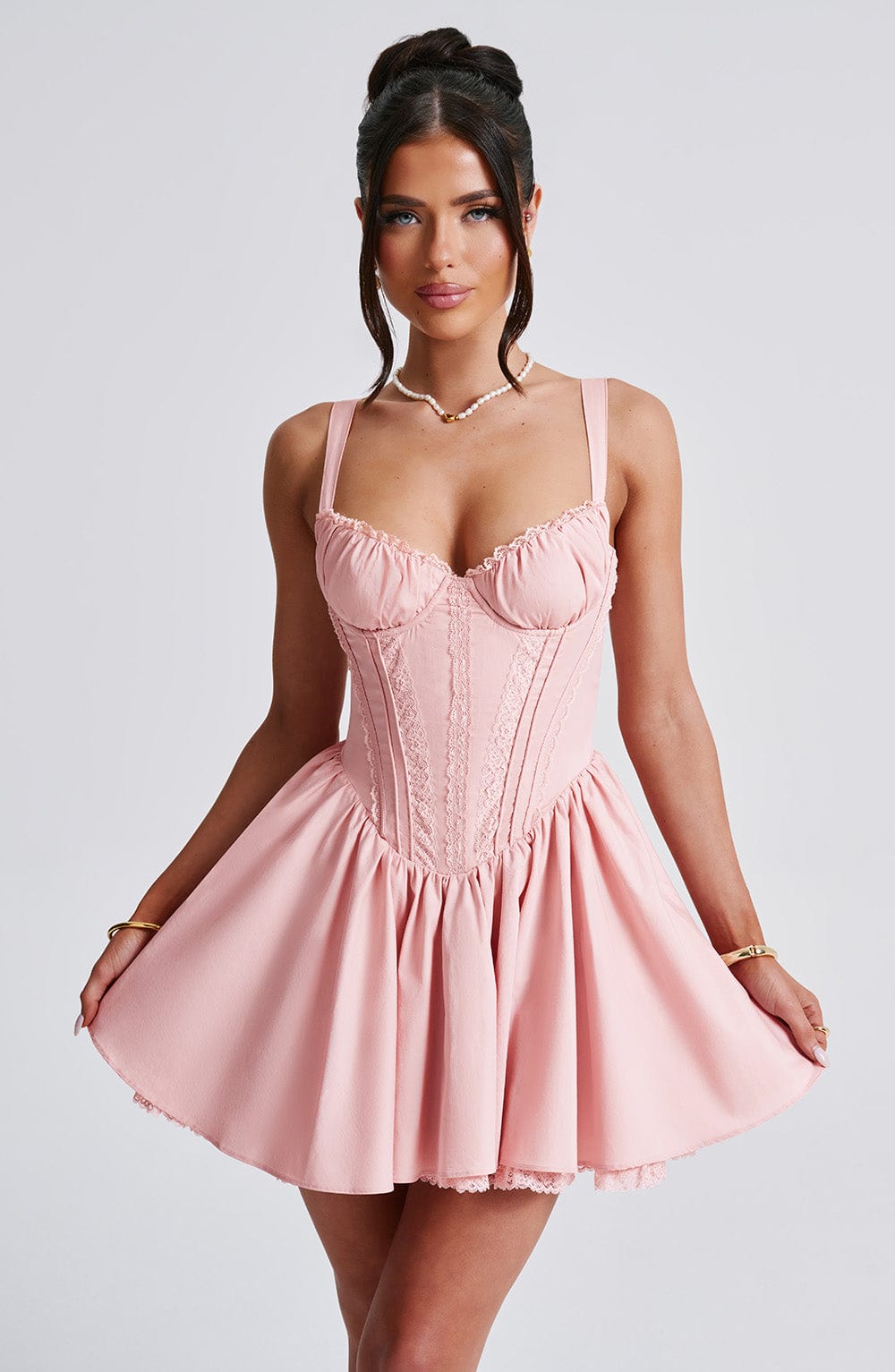 Flourenne Josette Mini Dress in Blush